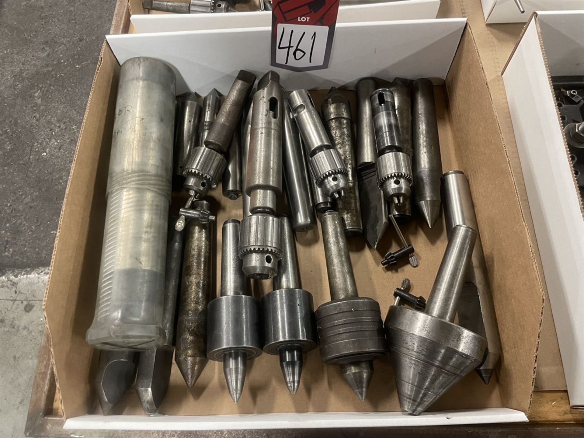 Lot of Assorted Live and Dead centers and Drill Chucks