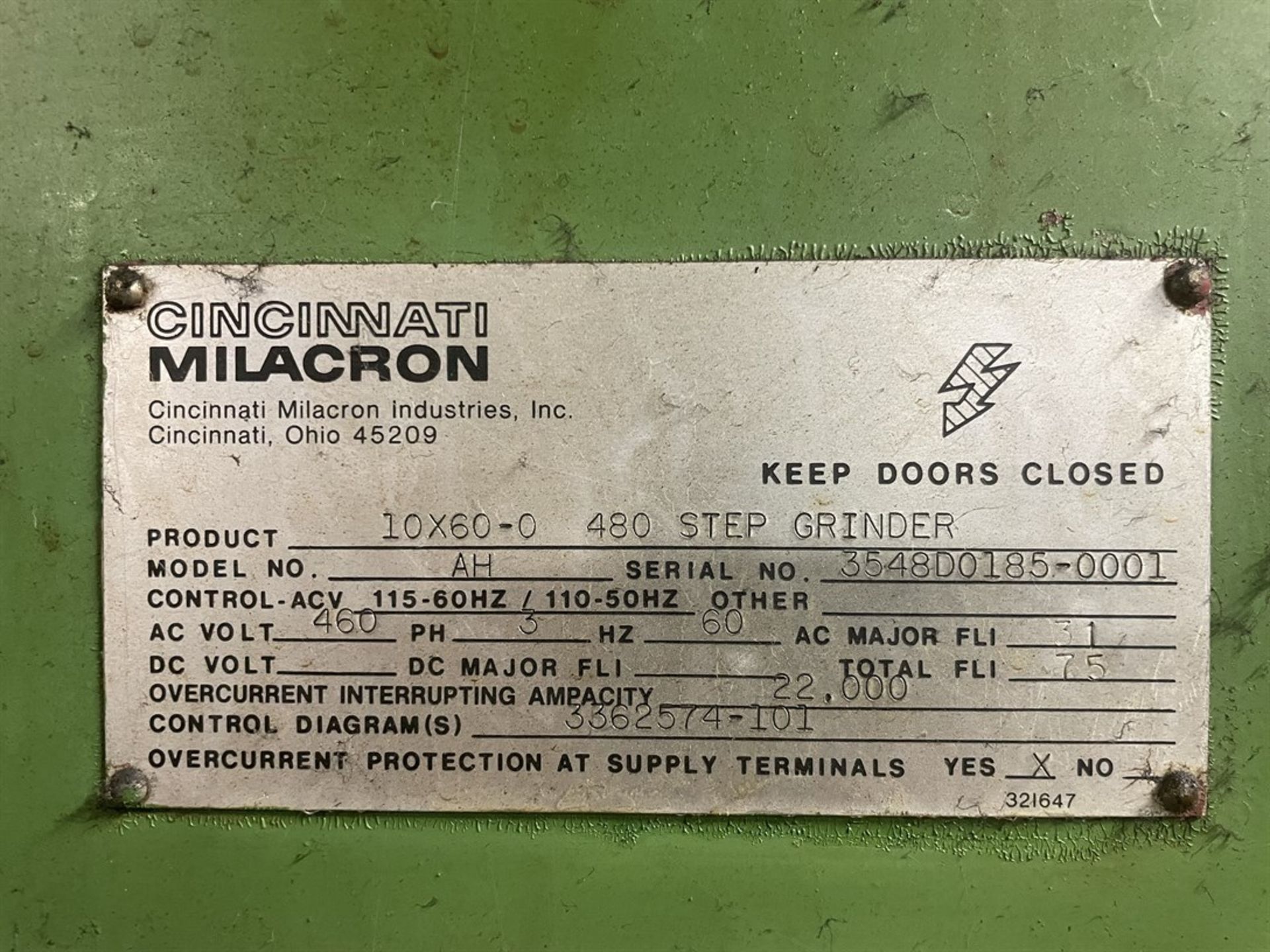 CINCINNATI MILACRON 480 AH 2-Axis Centertype Step Grinder, s/n 3548D0185-0001, 10” x 60” Capacity, - Image 7 of 8