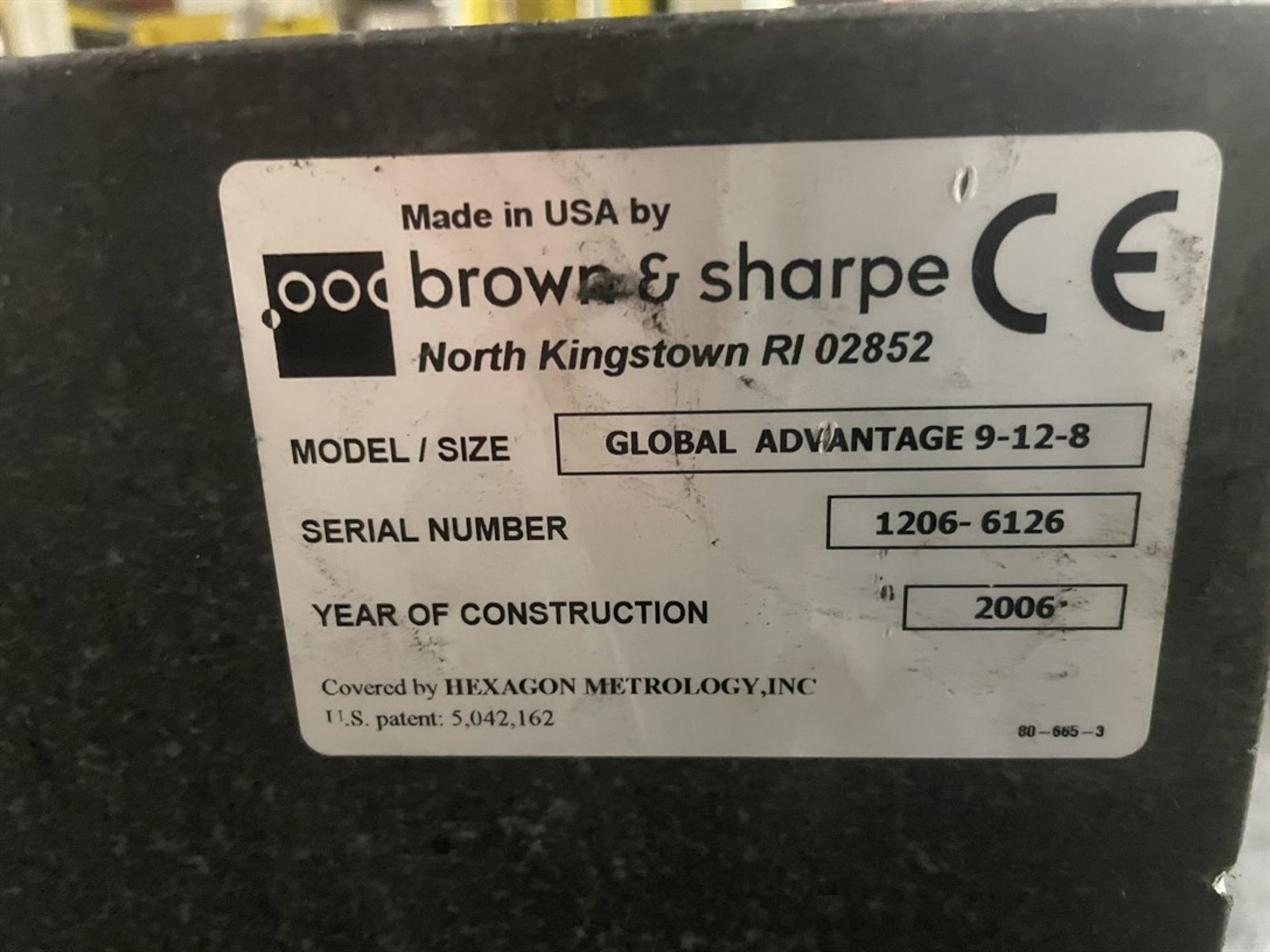 2006 BROWN & SHARPE Global Advantage 9-12-8 Coordinate Measuring Machine, s/n 1206-6126 - Image 3 of 3