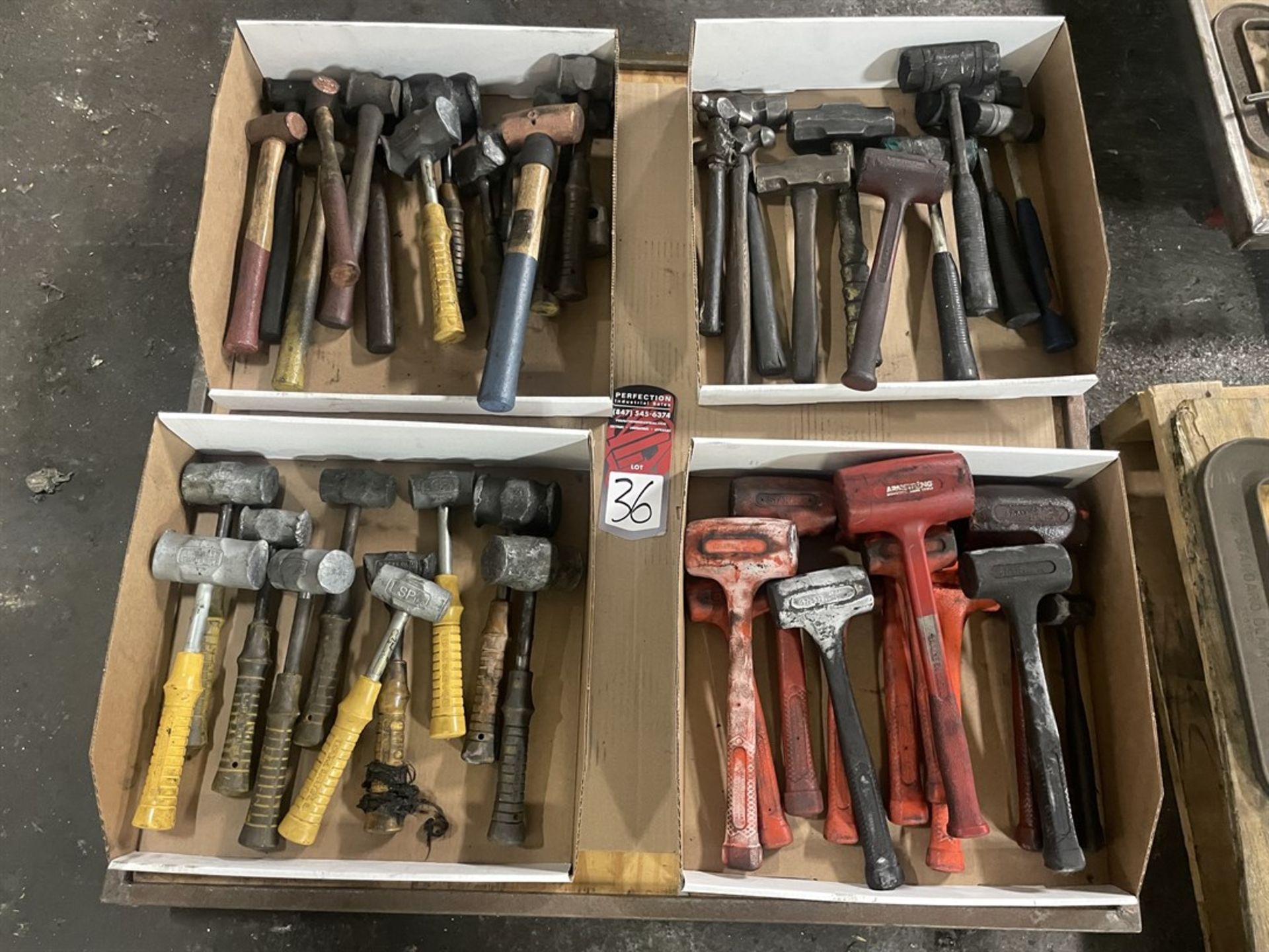 Lot of Rubber Mallets, Brass Hammers and Ball Peen Hammers