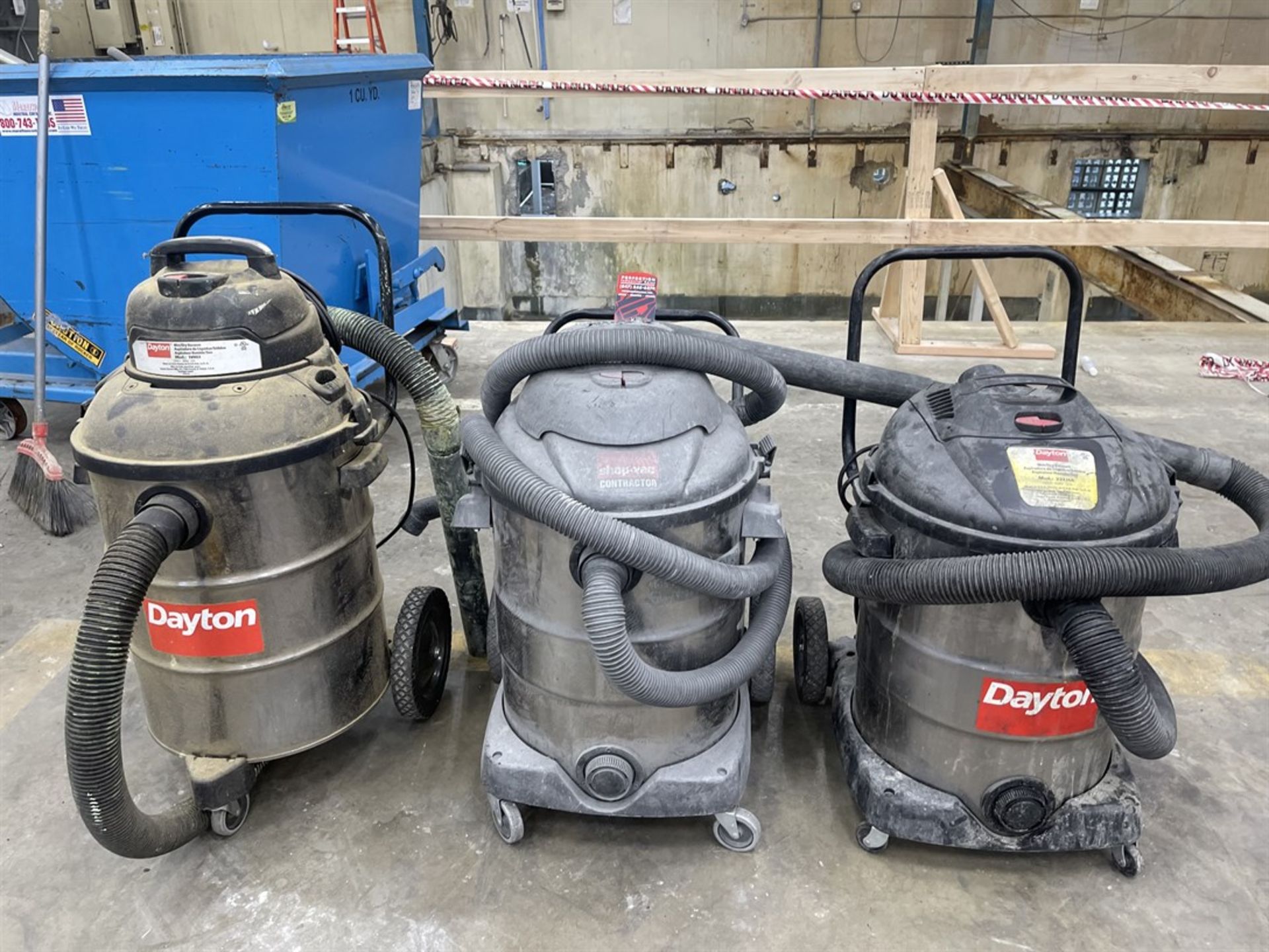 Lot of (2) DAYTON and (1) Shop VAC Wet/Dry Vacuums