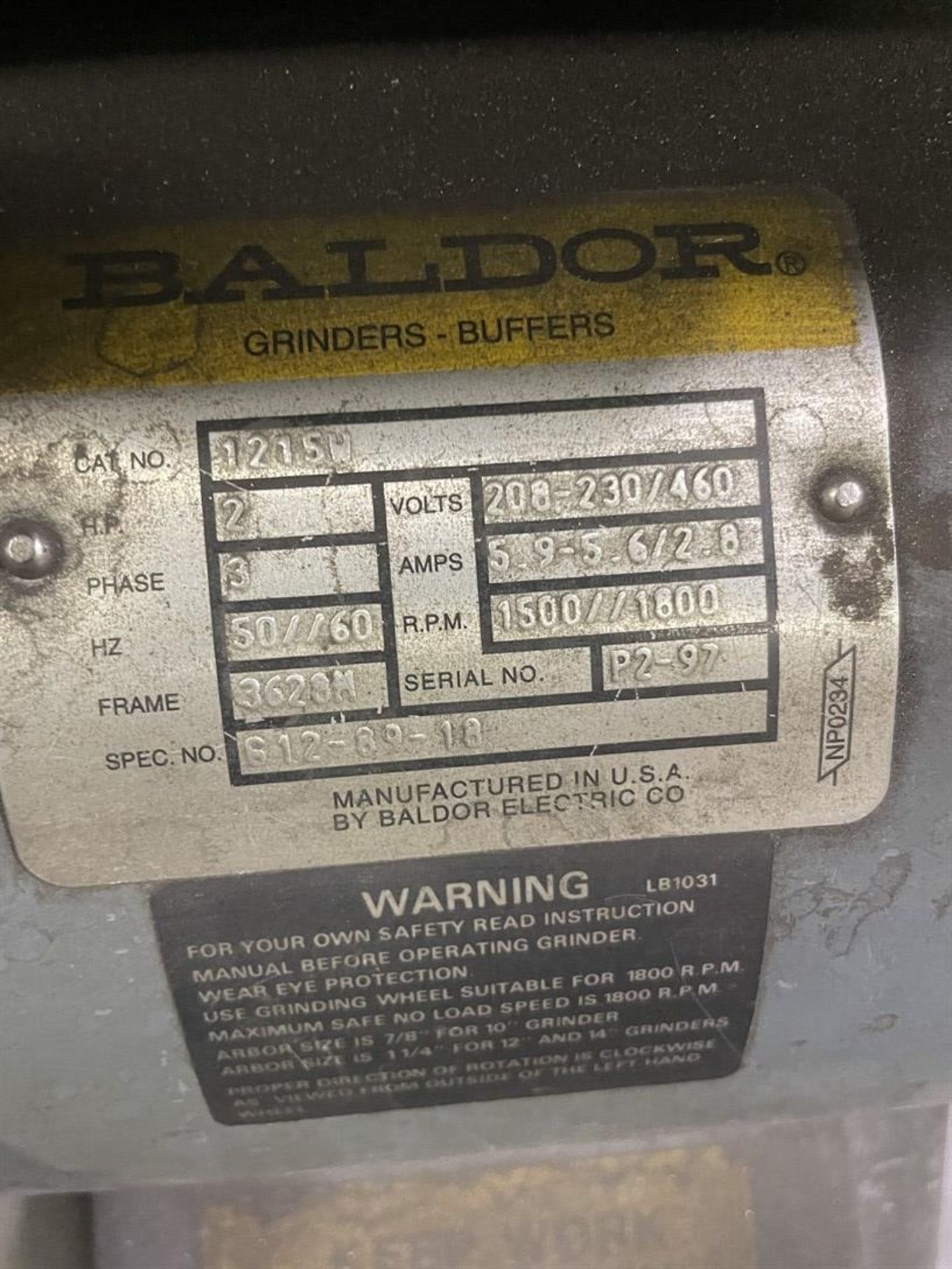 BALDOR 1215W 12" Pedestal Grinder - Image 2 of 2