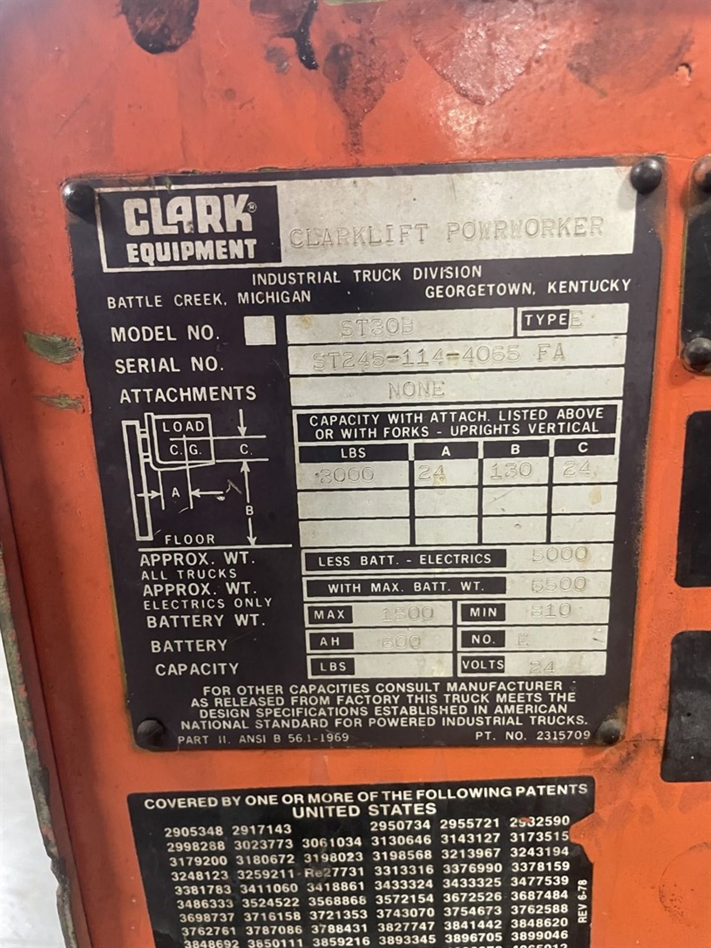 CLARK ST30B 3,000 lb Capacity 24v Powrworker - Image 3 of 3