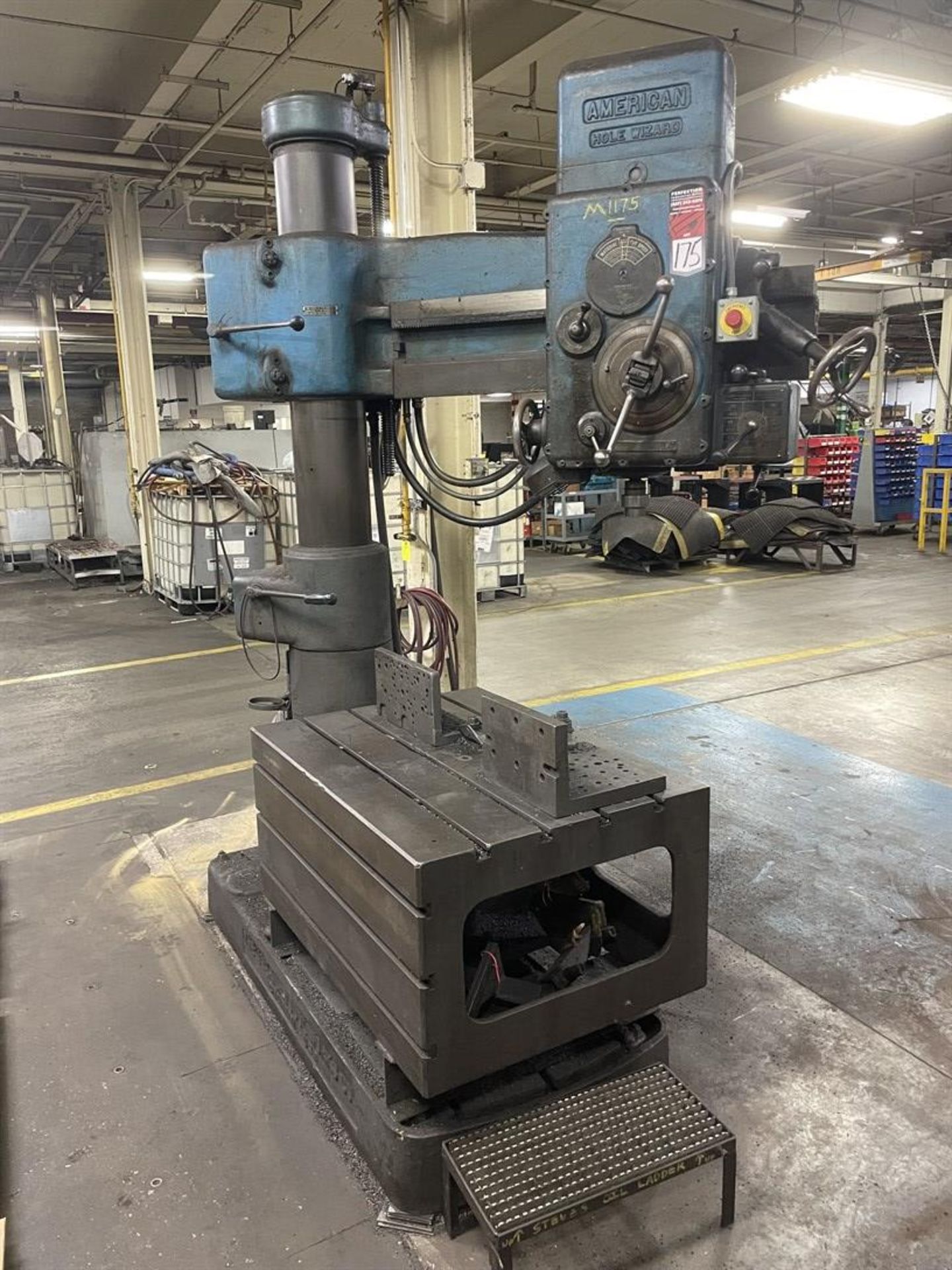 AMERICAN Hole Wizard 3’ x 9” Radial Arm Drill, 70-2100 RPM, 30” x 42” x 20” Table, (Asset # 1175)