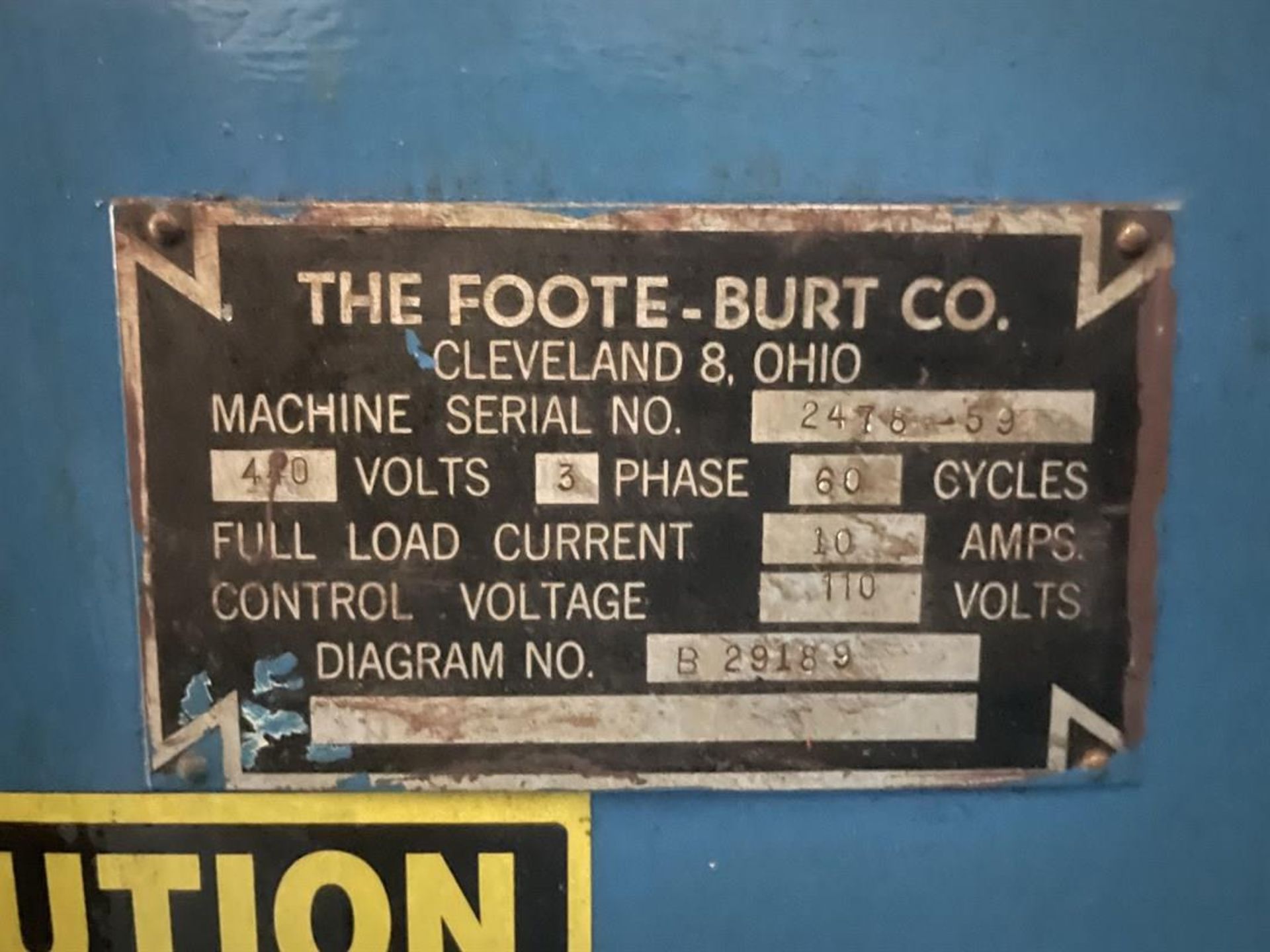 FOOT-BURT/HAMMOND CLEVELAND Drill Press, s/n 2476-59 - Image 2 of 2