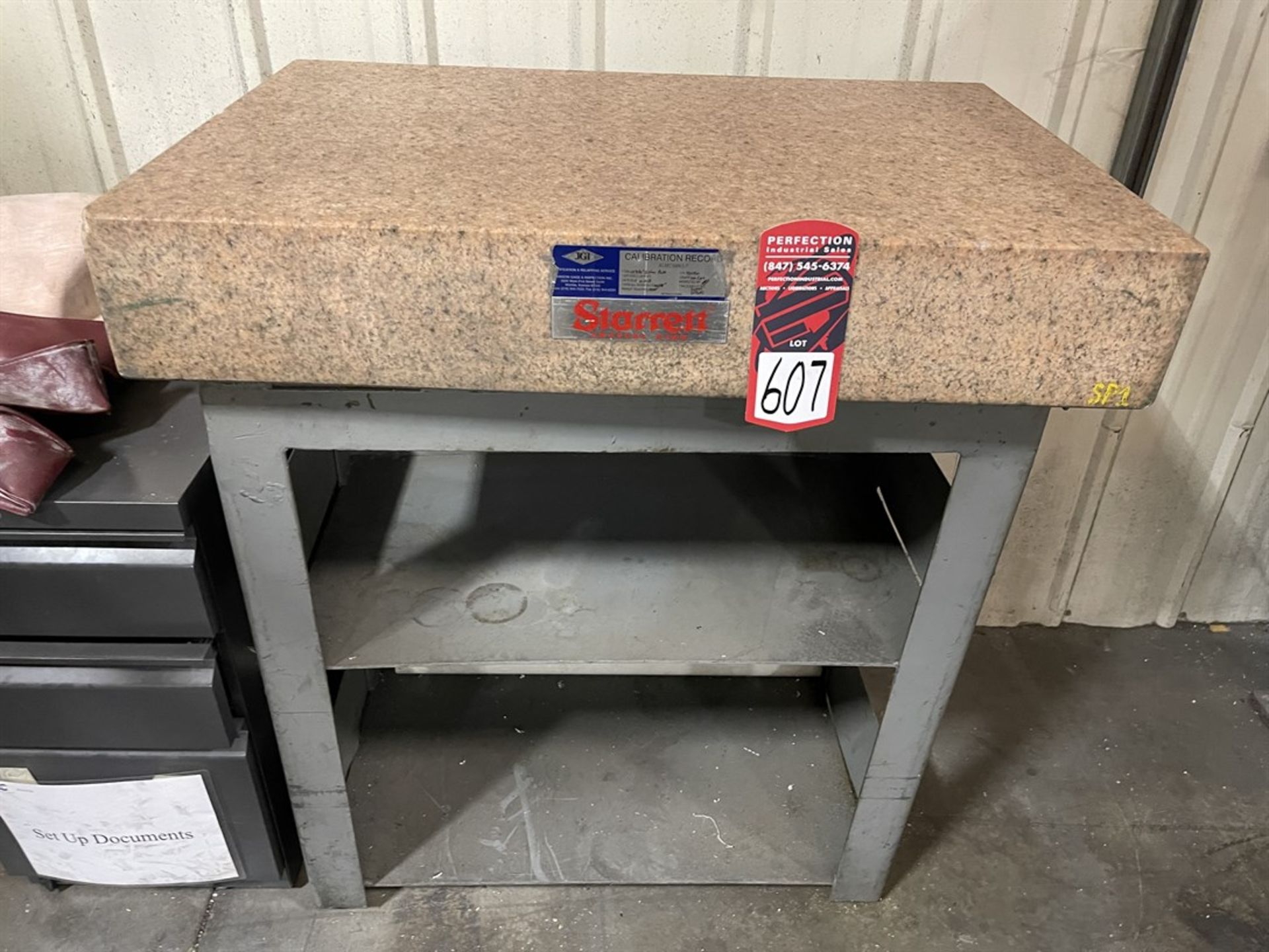 STARRETT Pink Granite Surface Plate, 24" x 36" 6", on Steel Base