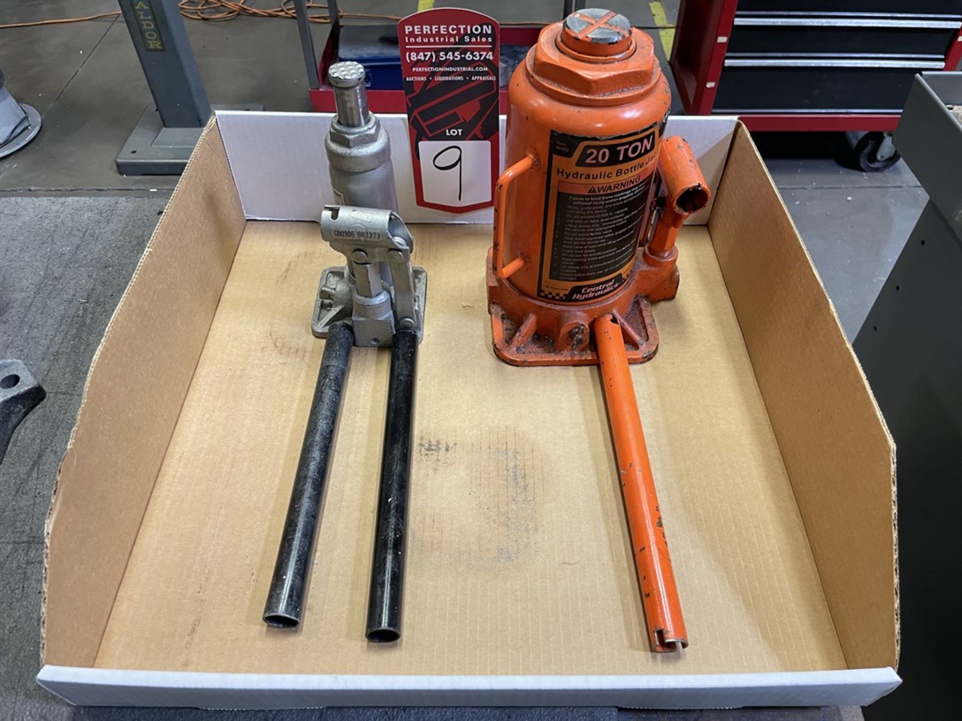 Lot Consisting of (1) Central Hydraulics 66482 20 Ton Hydraulic Bottle Jack, (1) Pro-Lift B-002NC