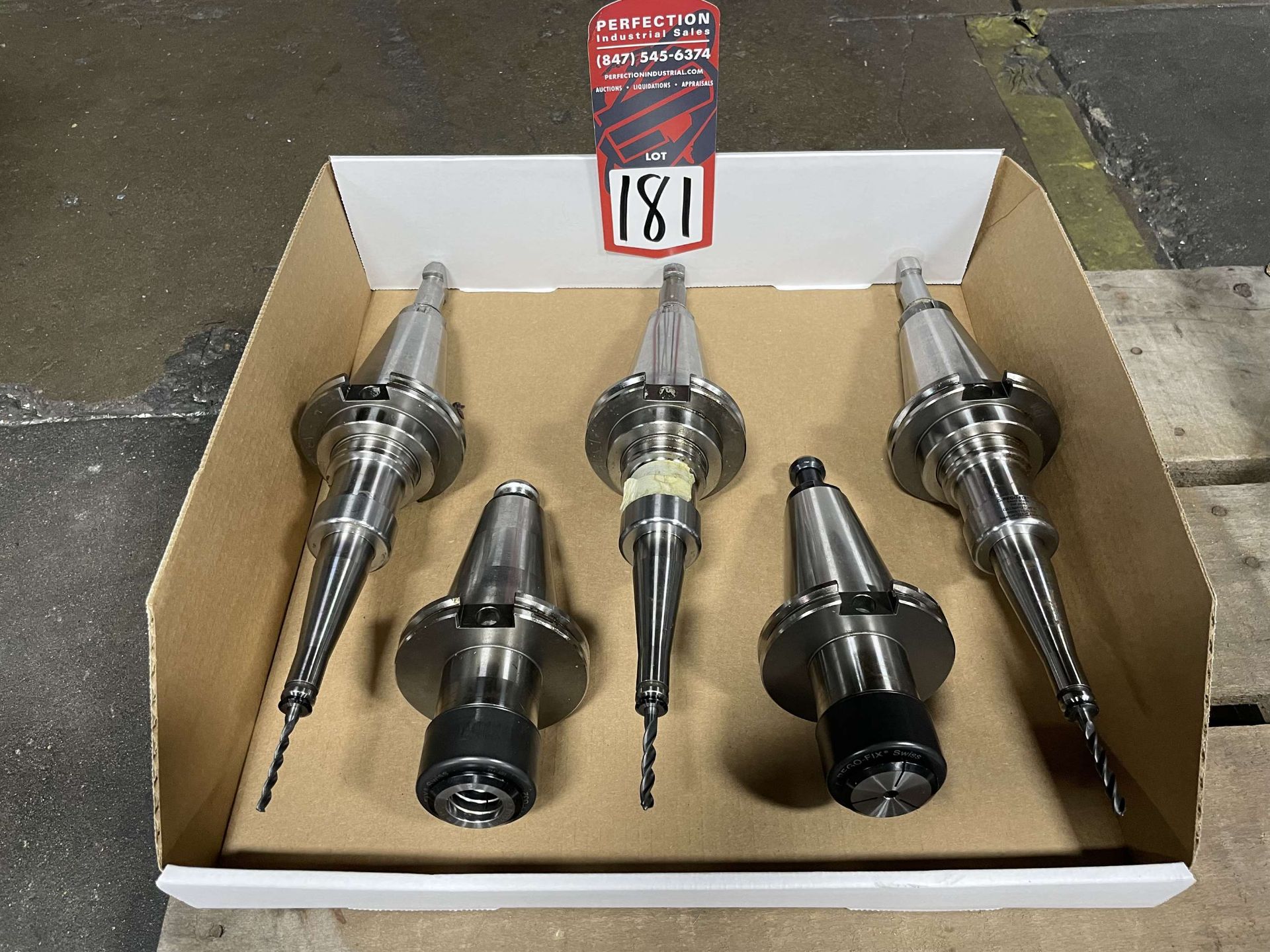 Lot of (5) Rego Fix CAT 50 Tool Holders (Located at 2520 South Sheridan Ave, Wichita, KS 67217)