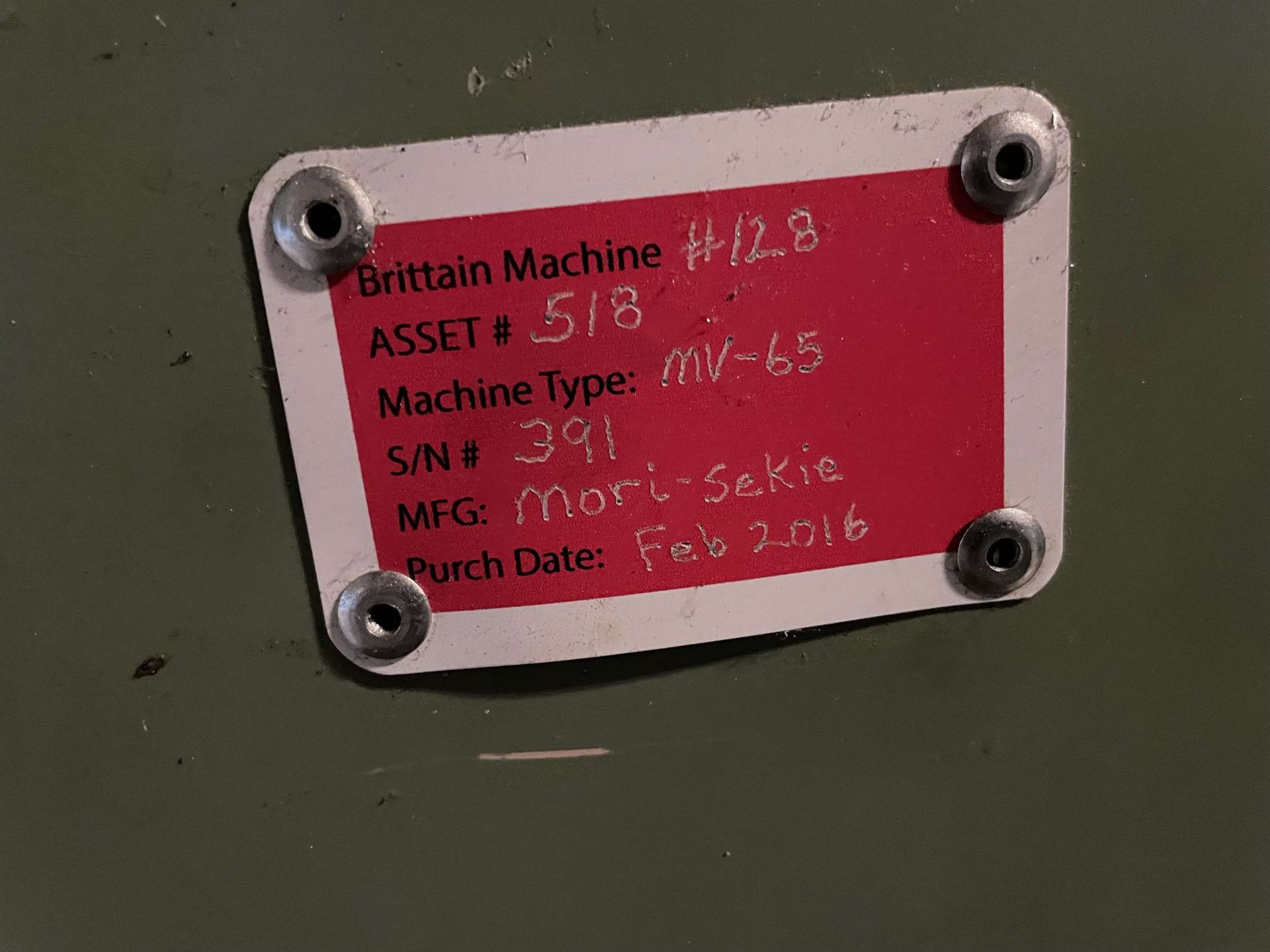 MORI SEIKI MV-65 Vertical Machining Center, s/n 391, w/ FANUC Control, 25” x 67” Table, 50 Taper, 30 - Image 7 of 7