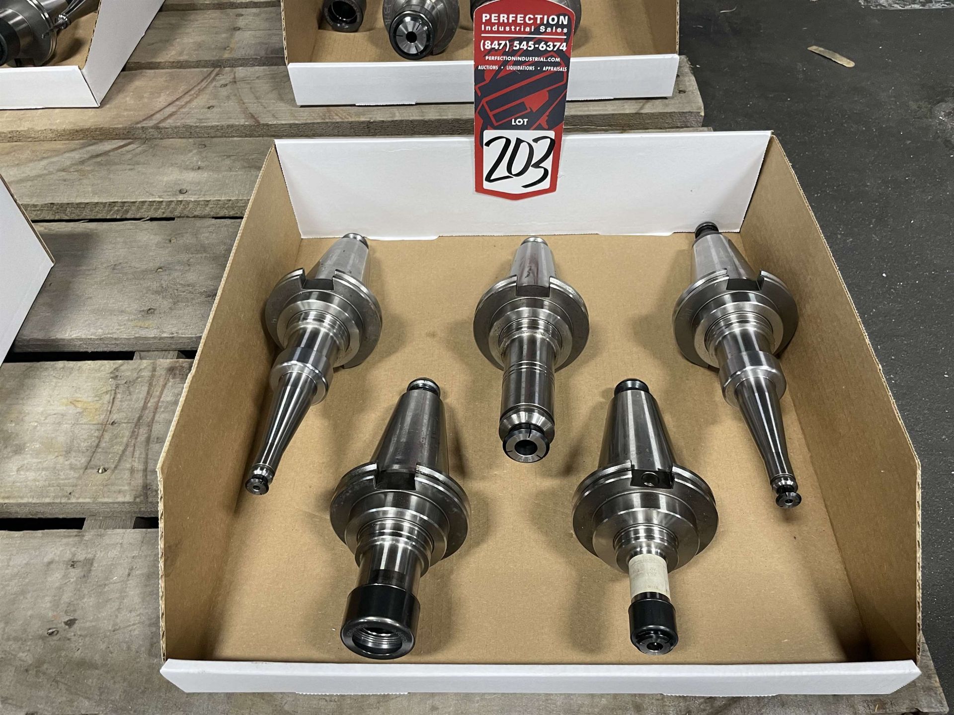 Lot of (5) Rego Fix CAT 50 Tool Holders (Located at 2520 South Sheridan Ave, Wichita, KS 67217)