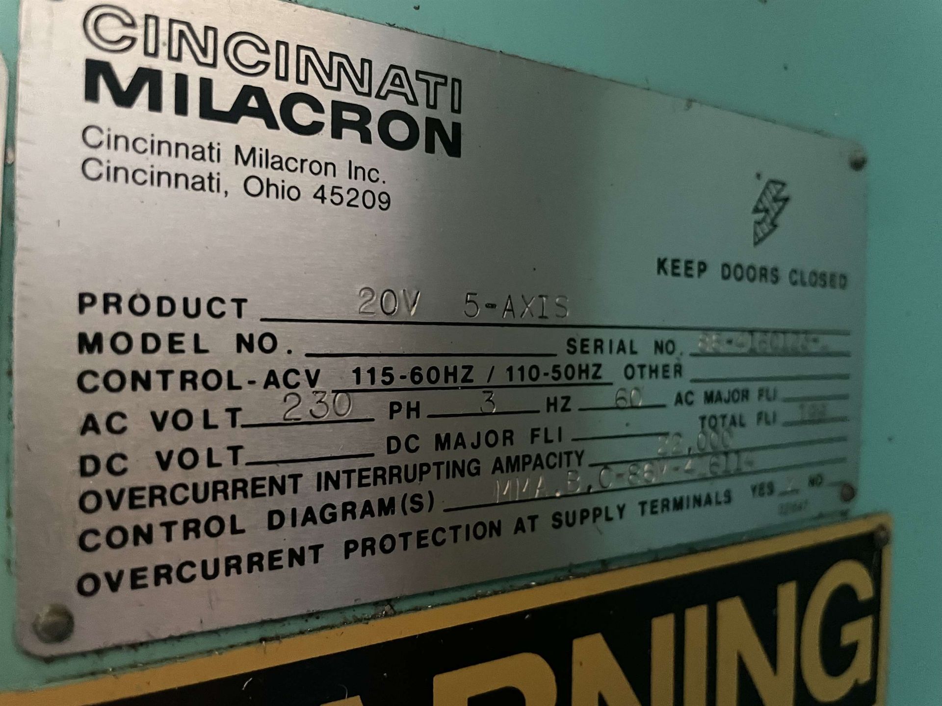 CINCINNATI MILACRON 5-Axis Profiler, s/n 86-4160123, w/ ACRAMATIC Control, 30” x 84” Table, Single - Image 7 of 7