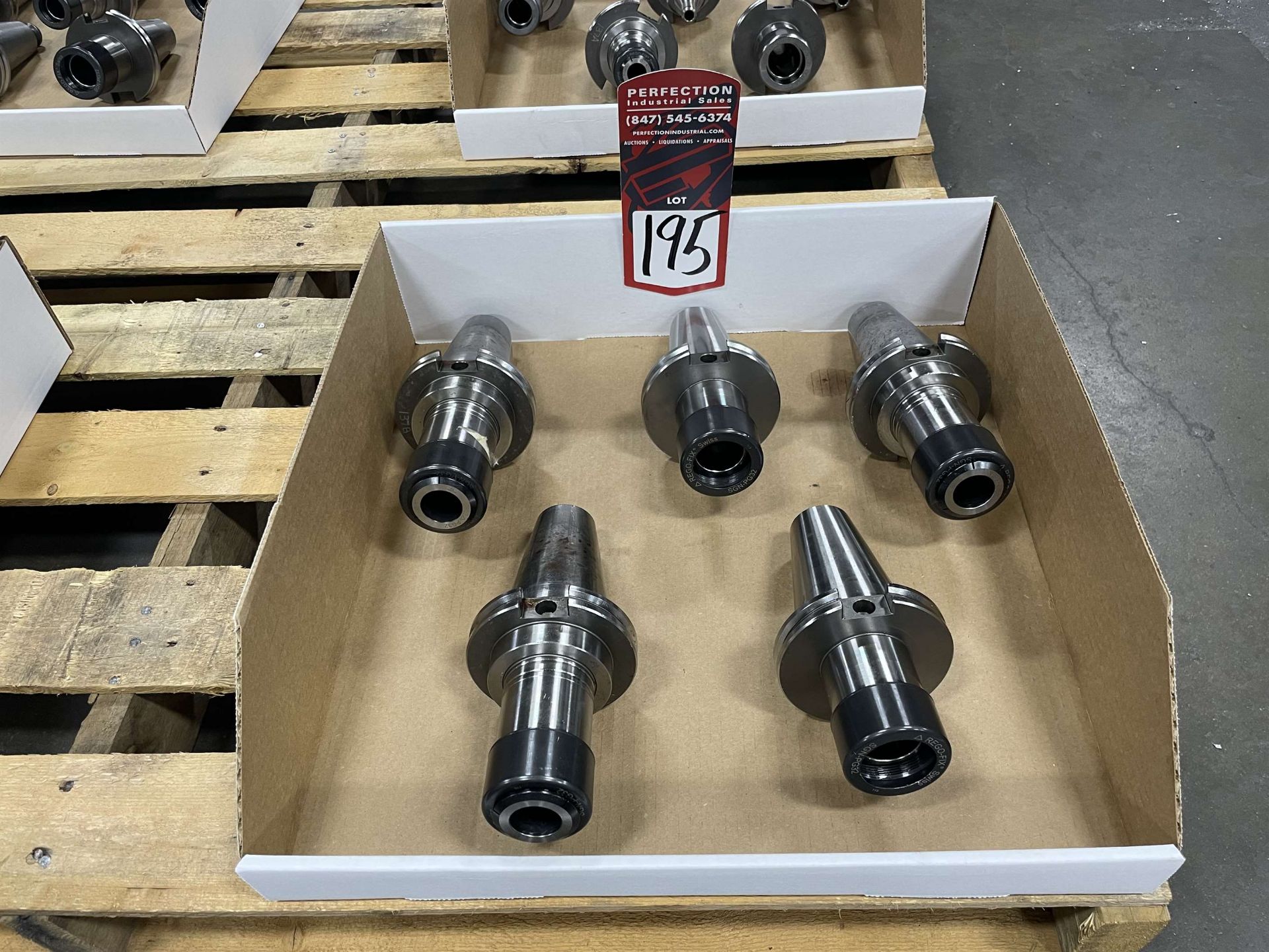 Lot of (5) Rego Fix CAT 50 Tool Holders (Located at 2520 South Sheridan Ave, Wichita, KS 67217)