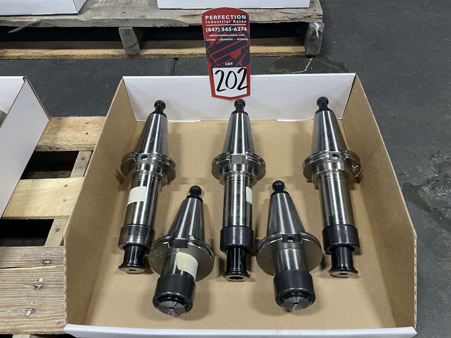 Lot of (5) Rego Fix CAT 50 Tool Holders (Located at 2520 South Sheridan Ave, Wichita, KS 67217)