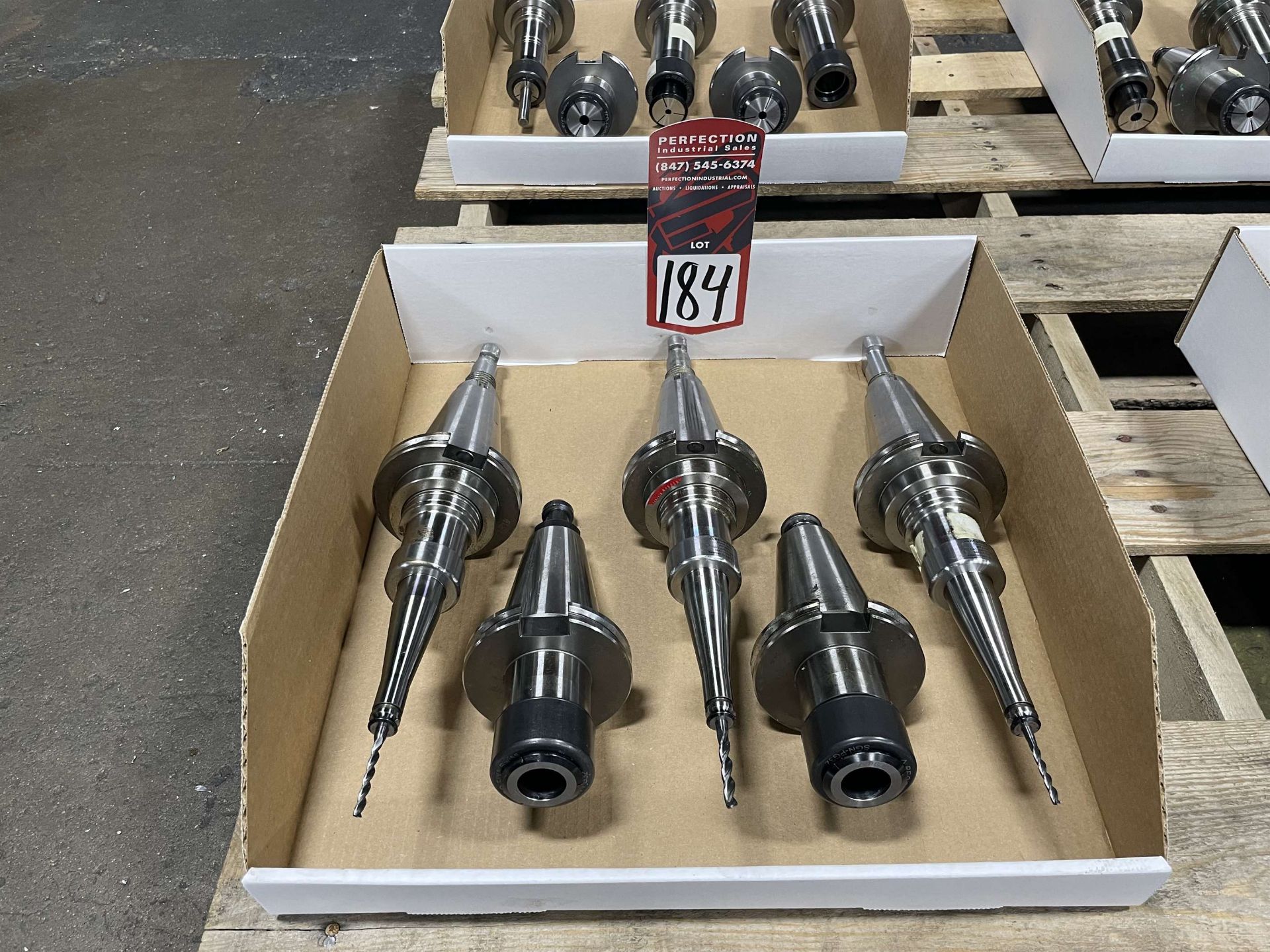 Lot of (5) Rego Fix CAT 50 Tool Holders (Located at 2520 South Sheridan Ave, Wichita, KS 67217)