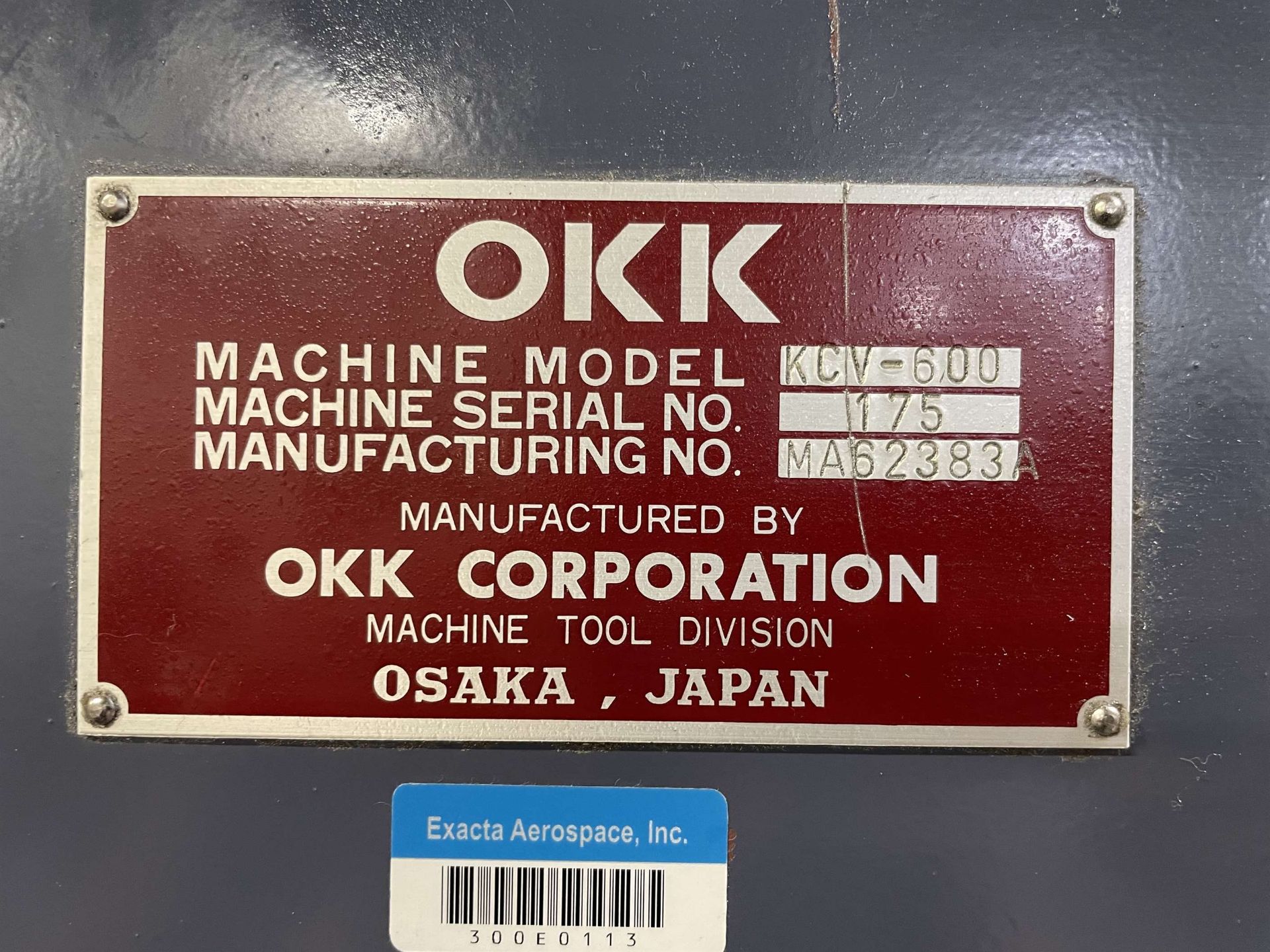 OKK KCV600 Vertical Machining Center, s/n 175, w/ OKK Neomatic Control, 25”x 90.5” Table, CAT 50 - Image 11 of 11