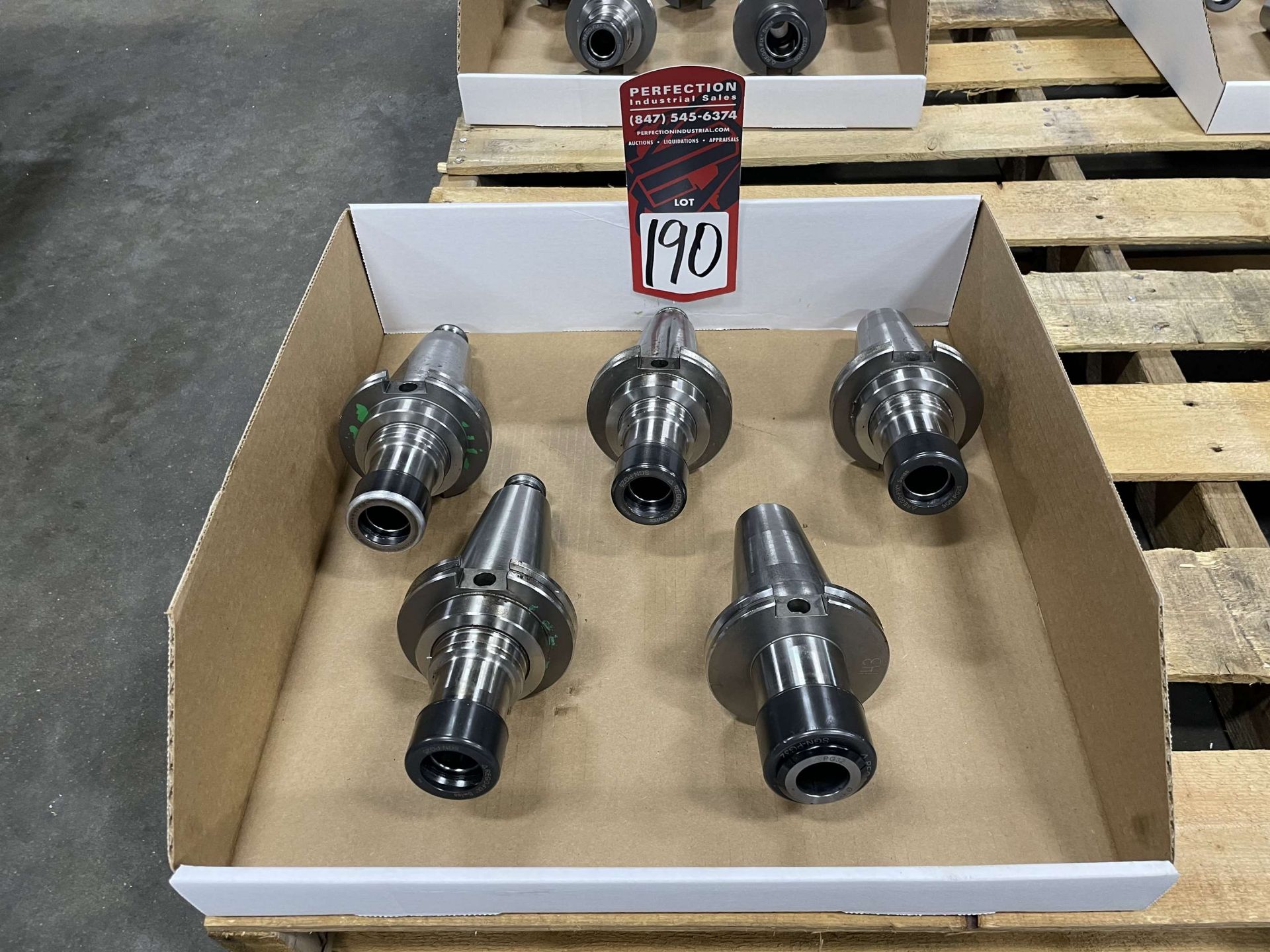 Lot of (5) Rego Fix CAT 50 Tool Holders (Located at 2520 South Sheridan Ave, Wichita, KS 67217)