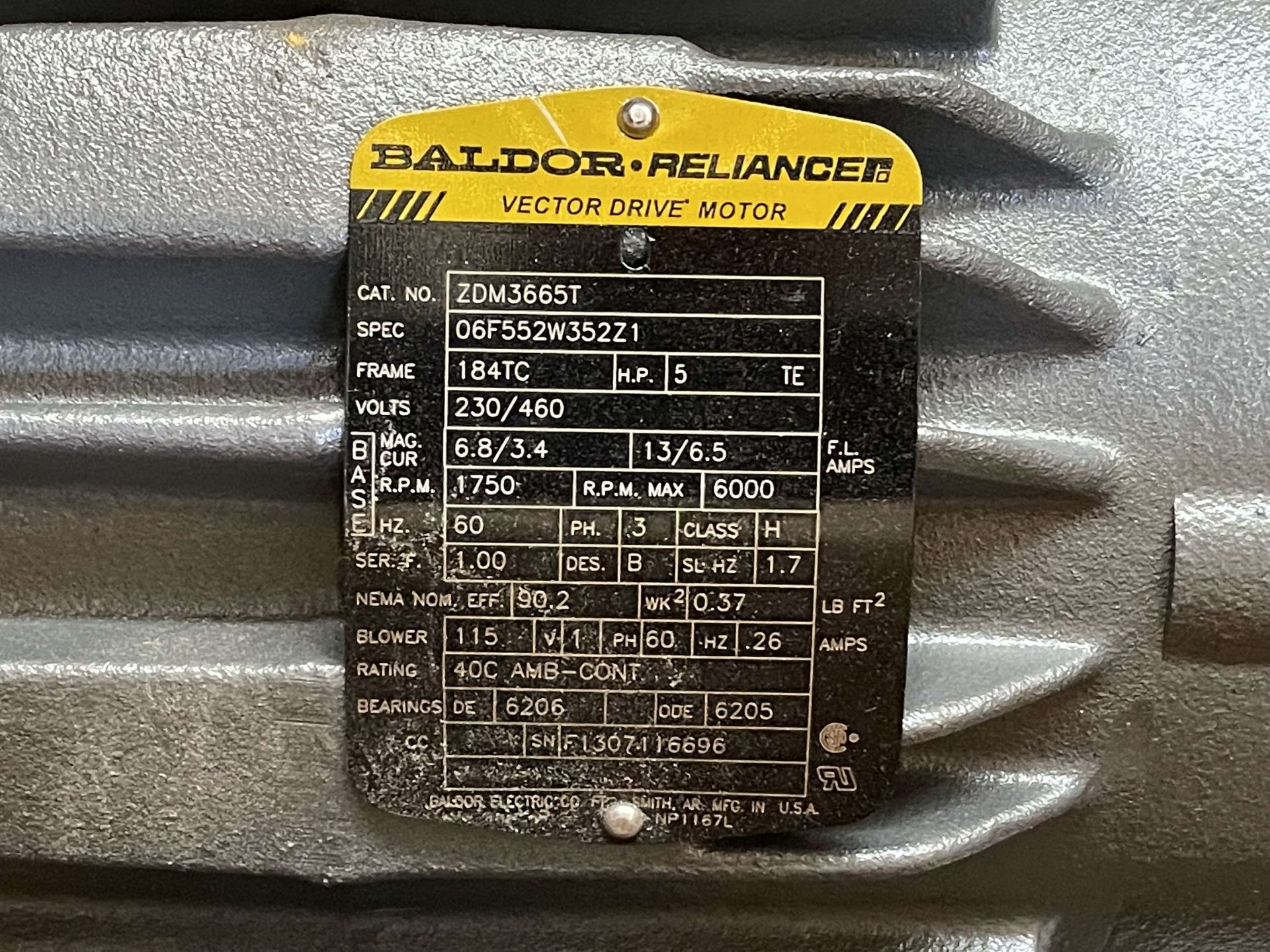 BALDOR 5 HP Vector Drive Motor, 1750-6000 RPM - Image 4 of 4