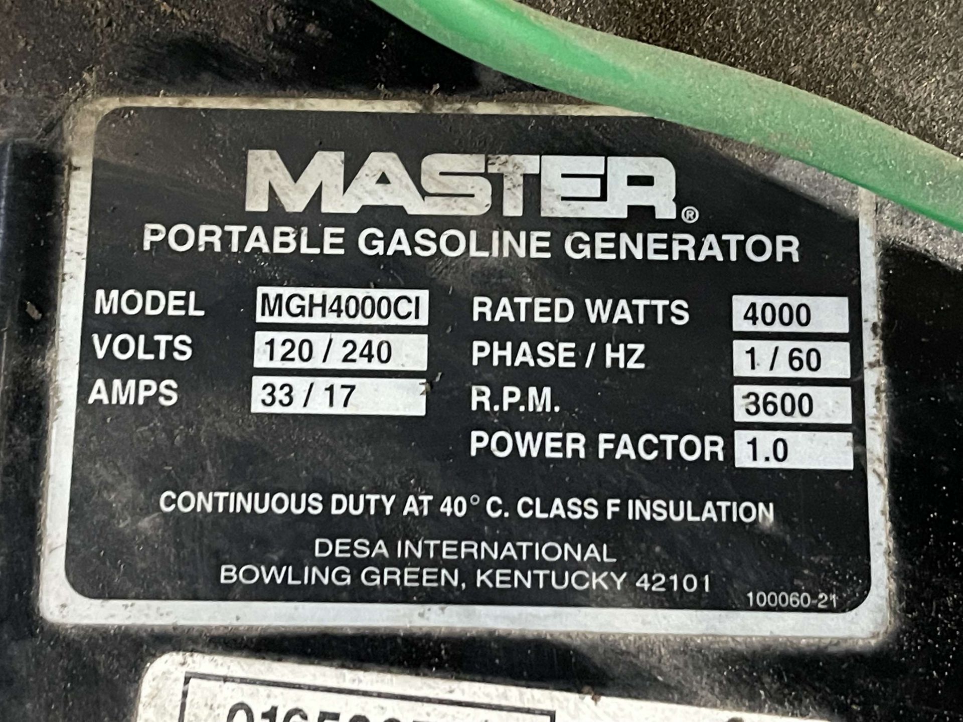 MASTER MGH4000CI Portable Gas Generator, 4000W, 3600 RPM, 120/240V, HONDA GX240 8.0 Motor - Image 6 of 6