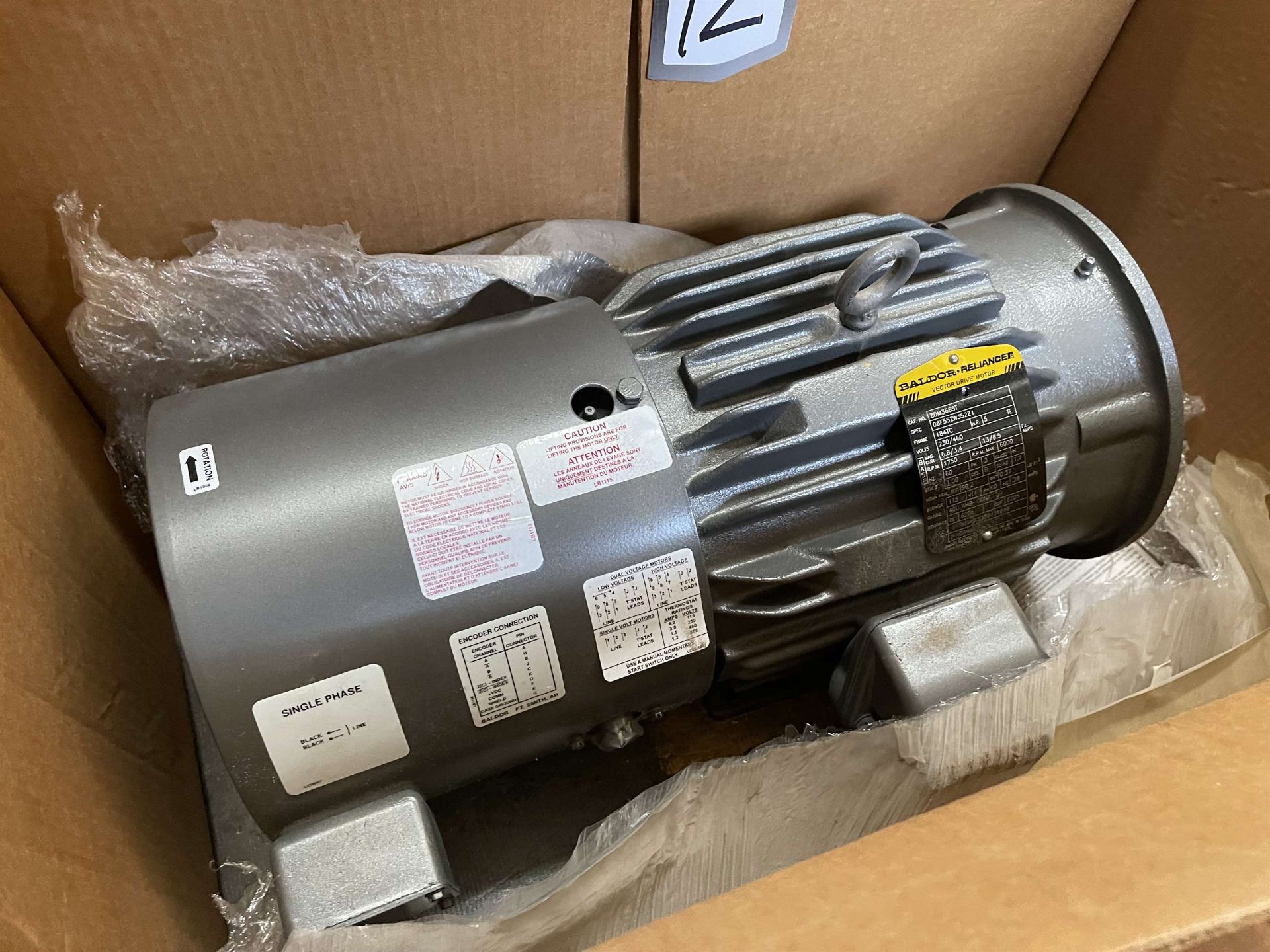 BALDOR 5 HP Vector Drive Motor, 1750-6000 RPM - Image 3 of 4