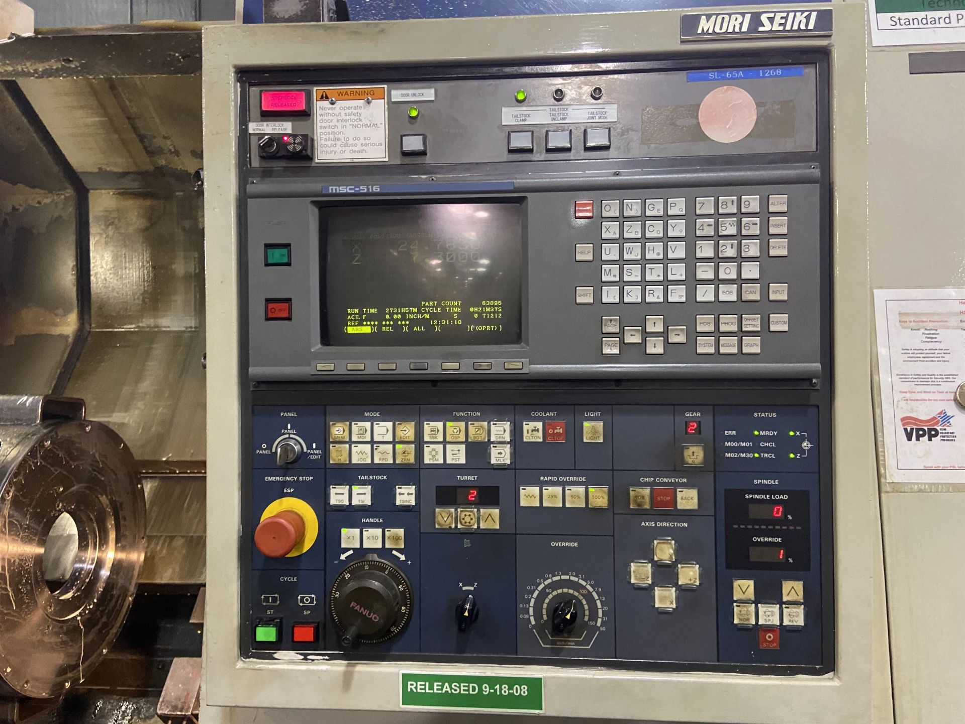 1996 Mori Lathe SL 65 CNC Lathe, s/n 1268, MSC-516 CNC, 40" Centers, 12 Position Turret, Chip - Image 6 of 13