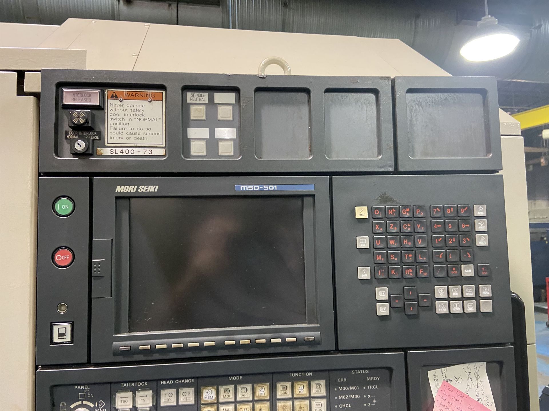 1998 Mori Seiki SL-400B CNC Lathe, s/n 73, 5.5" Through Hole, 10 Position Turret, MSD-501 CNC, Torit - Image 5 of 15