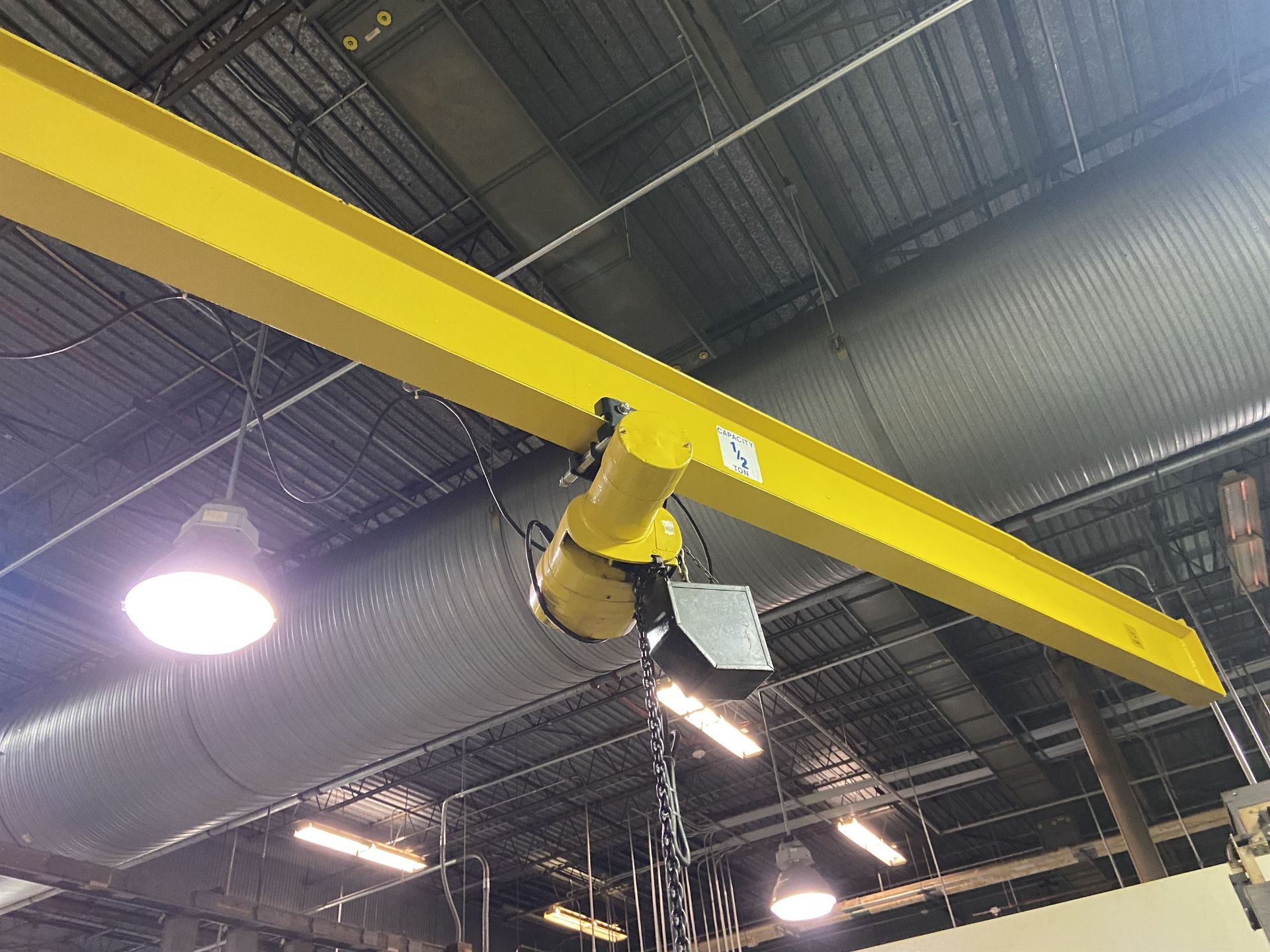 1/2 Ton Floor Mounted Jib Crane, approx 12' high x 17' reach with Hoist. Crane # 057 (Attention: - Image 3 of 5