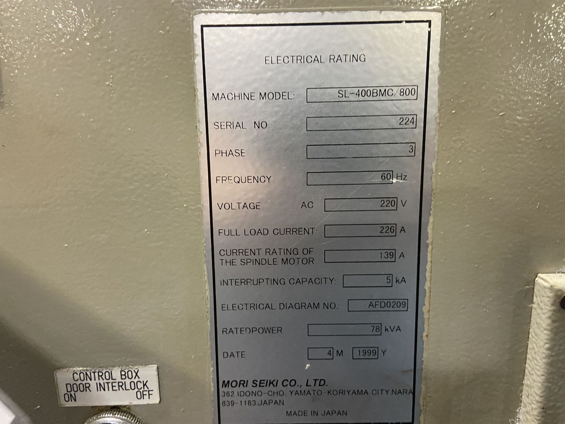 1999 Mori Seiki SL400BMC/800 CNC Lathe, s/n 224, 5.5" through hole, 12 Postion Turret with Live - Image 7 of 9