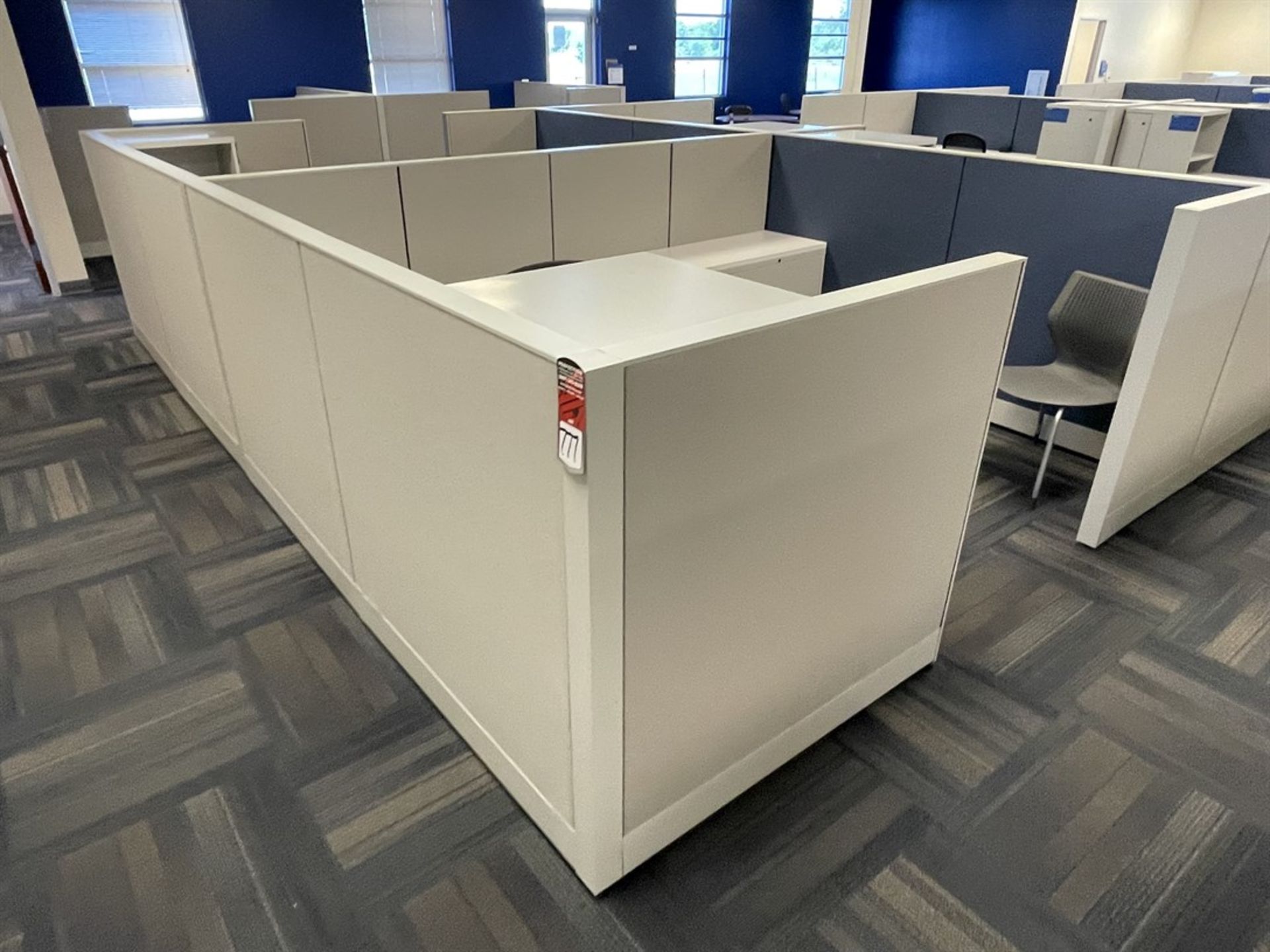 Lot of (12) Cubicles w/ Desk, Chairs, Tables and Cabinets - Image 2 of 7