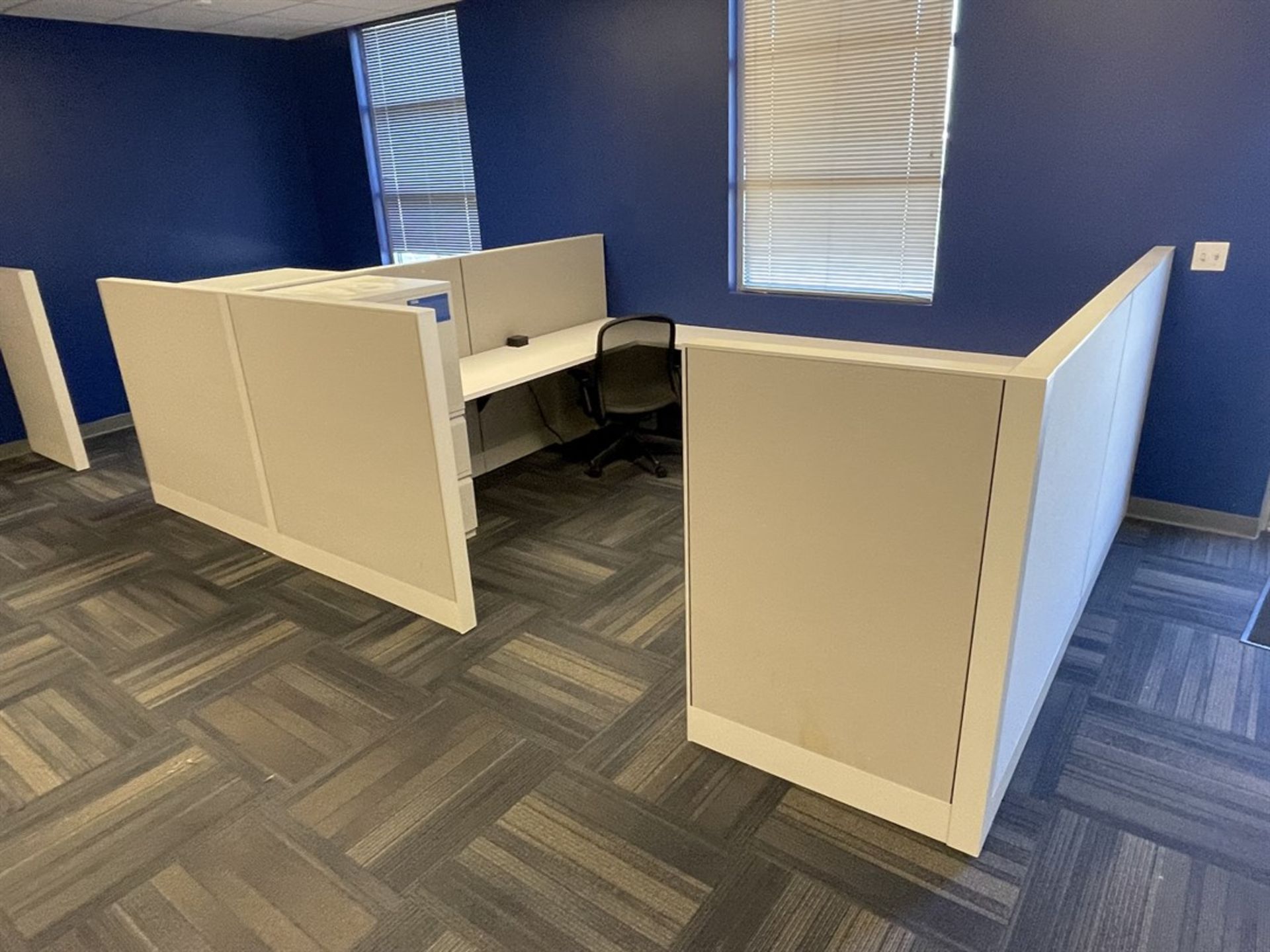 Lot of (12) Cubicles w/ Desk, Chairs, Tables and Cabinets - Image 6 of 7