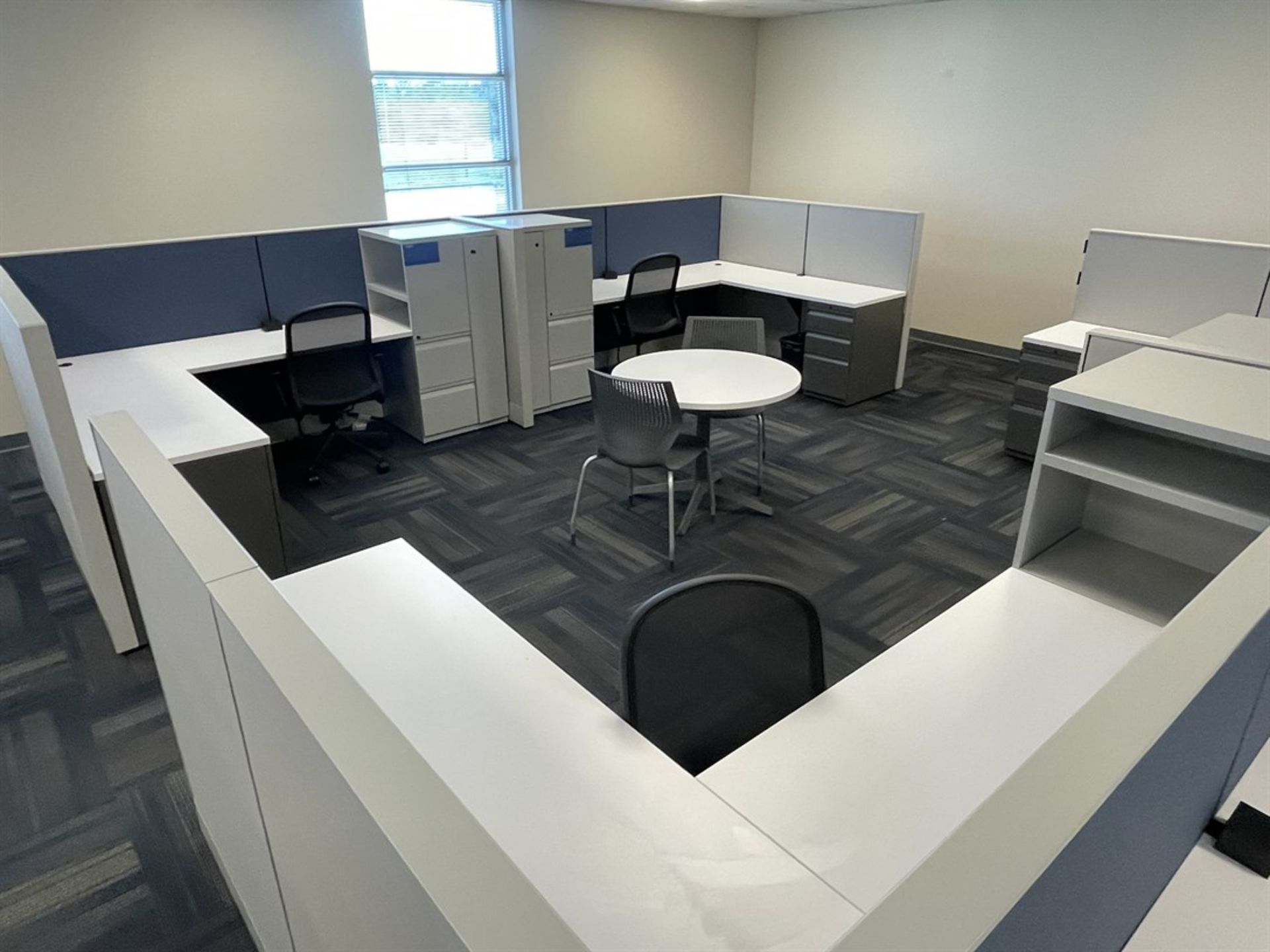 Lot of (11) Cubicles w/ Desk, Chairs, Tables and Cabinets - Image 5 of 5