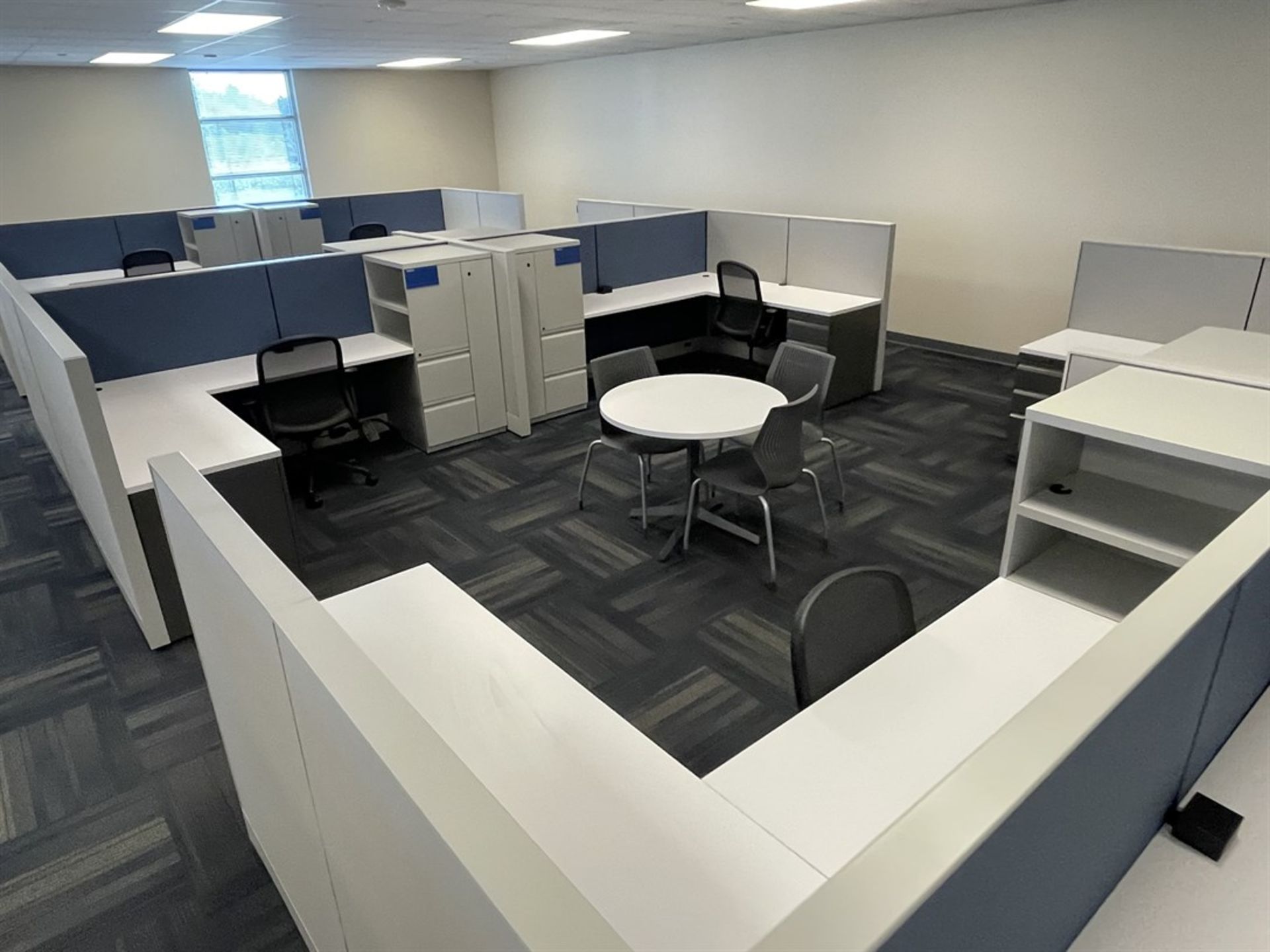 Lot of (11) Cubicles w/ Desk, Chairs, Tables and Cabinets - Image 4 of 5