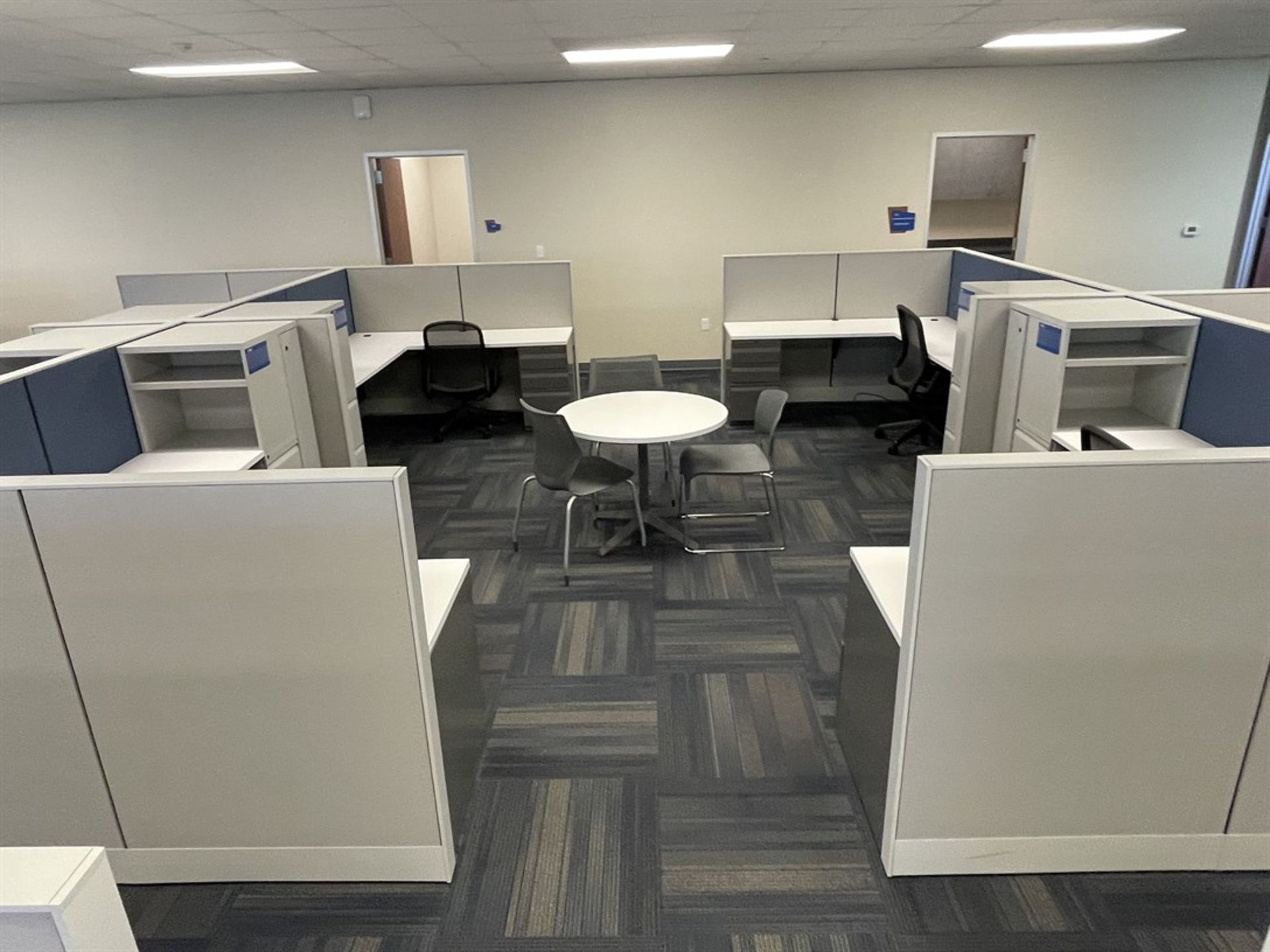 Lot of (11) Cubicles w/ Desk, Chairs, Tables and Cabinets - Image 3 of 5