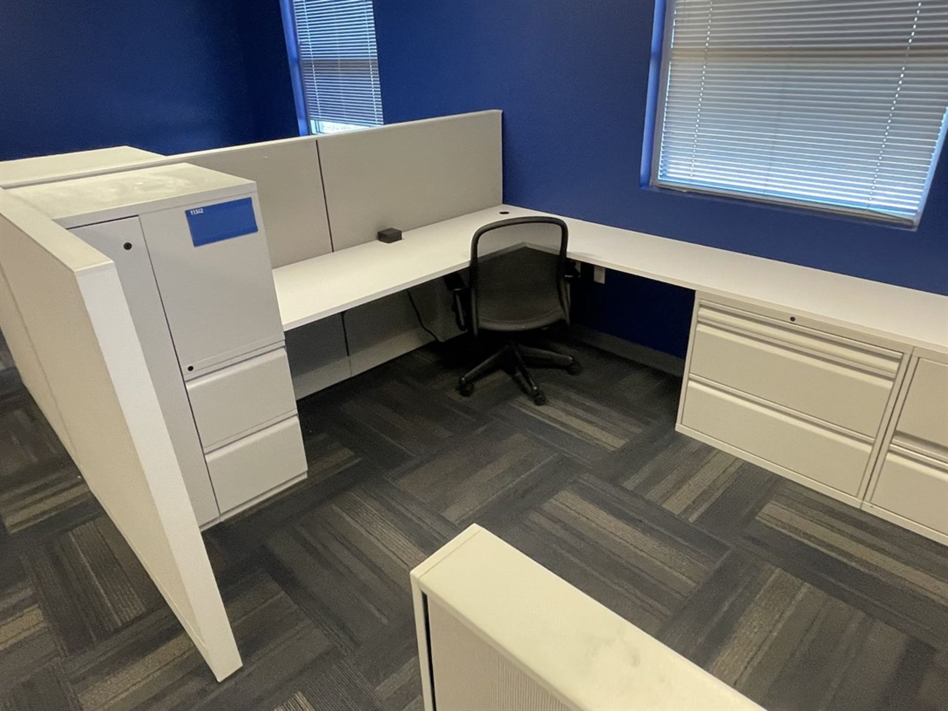 Lot of (12) Cubicles w/ Desk, Chairs, Tables and Cabinets - Image 7 of 7