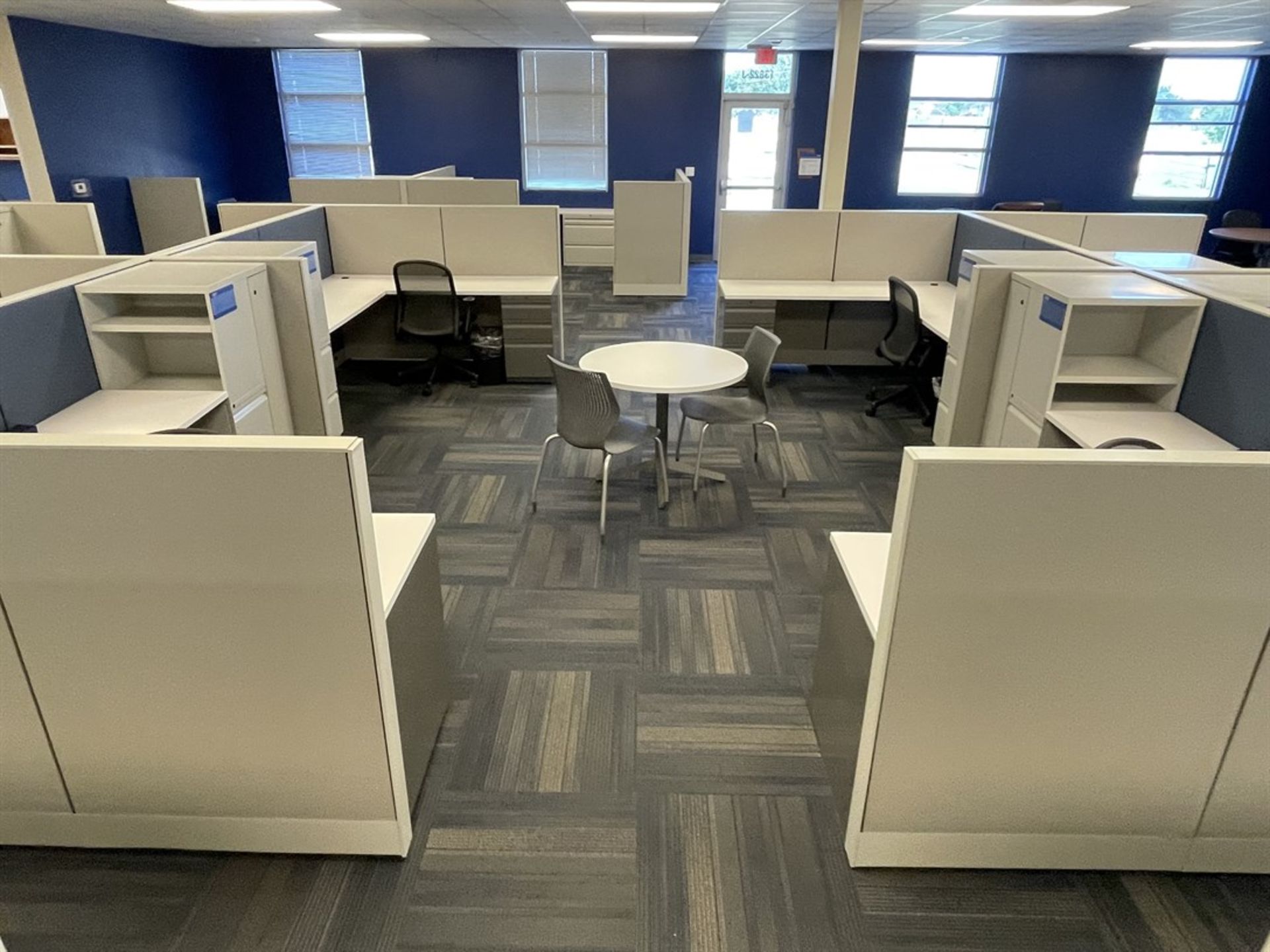 Lot of (12) Cubicles w/ Desk, Chairs, Tables and Cabinets - Image 3 of 7