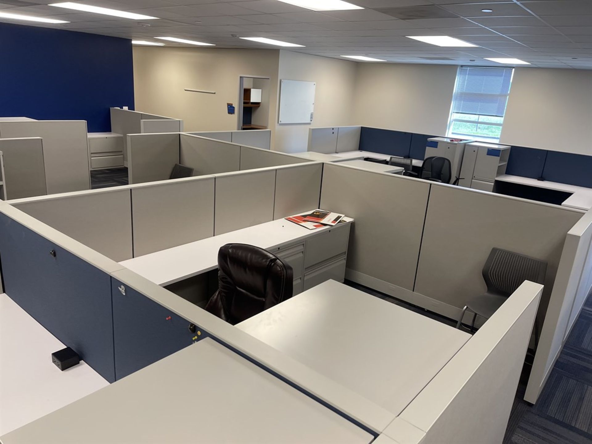 Lot of (10) Cubicles w/ Desk, Chairs, Tables and Cabinets - Image 6 of 6