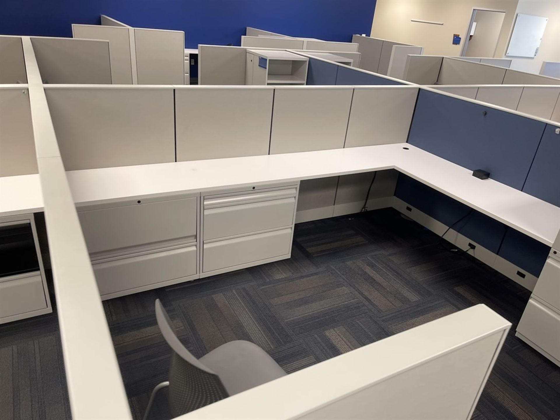 Lot of (10) Cubicles w/ Desk, Chairs, Tables and Cabinets - Image 5 of 6