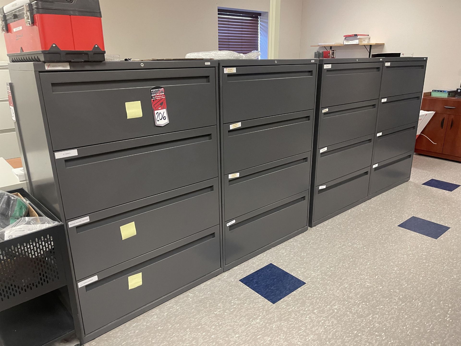 Lot of (4) Lateral File Cabinets