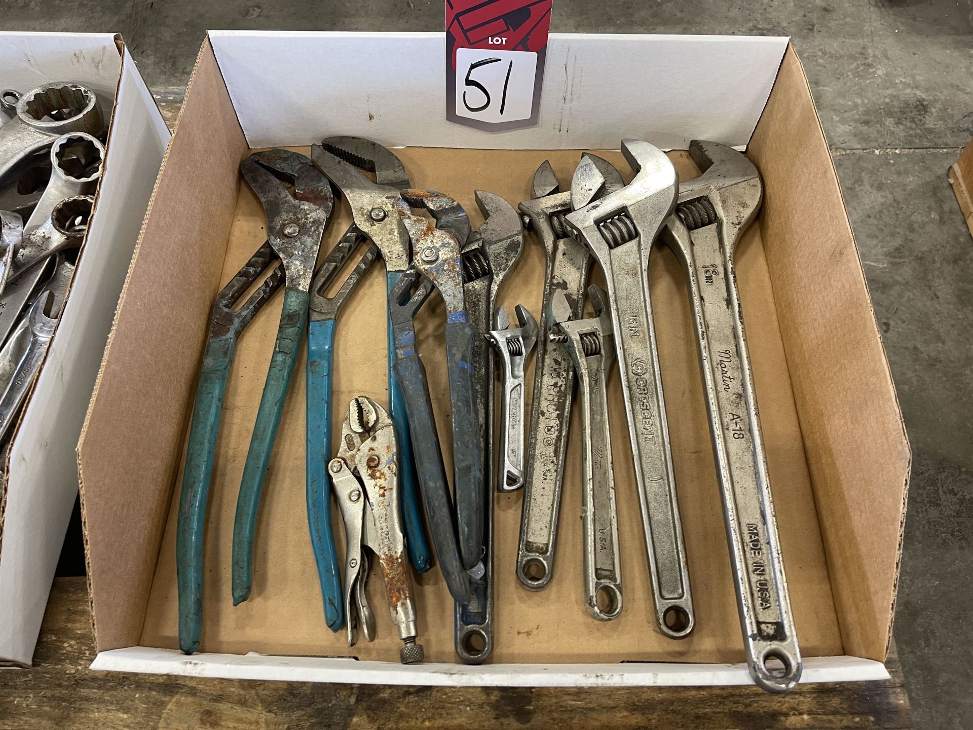 Lot of Adjustable Wrenches and Pliers