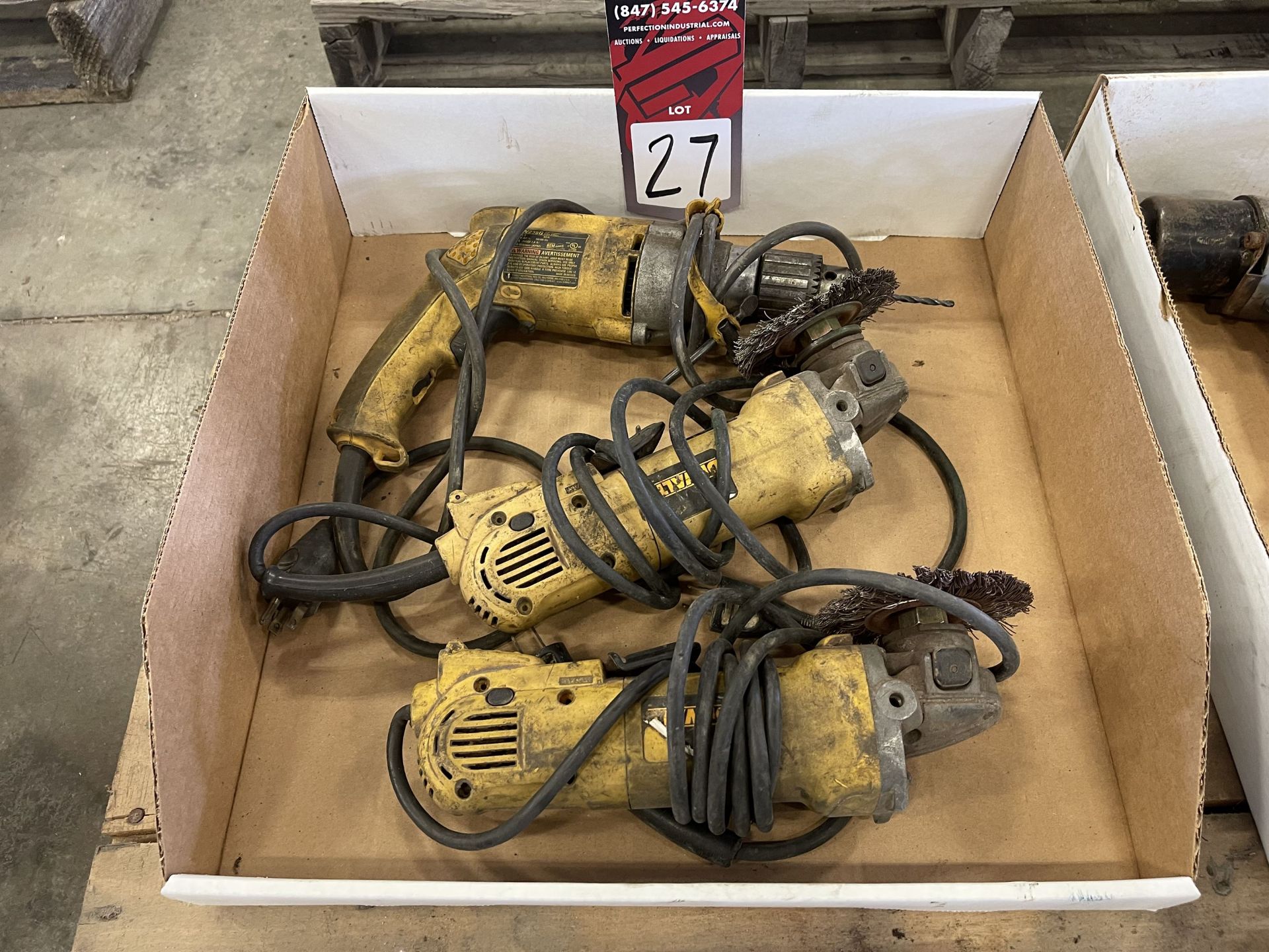 Lot Comprising DEWALT DW235G 1/2" VSR Drill and (2) D28402 4-1/2" Angle Grinders