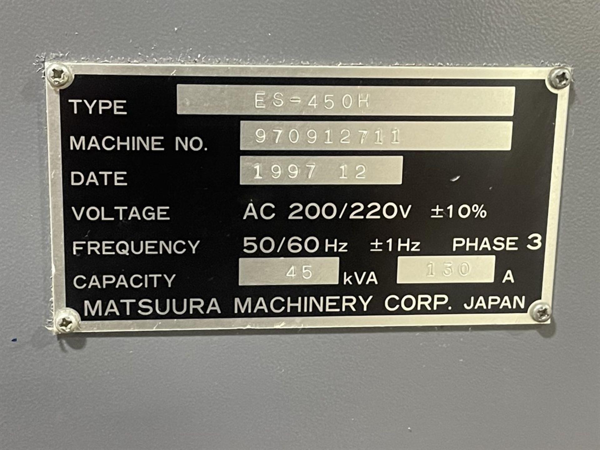 MATSUURA ES-450H Horizontal Machining Center, s/n 970912711, Fanuc 18i-M Control - Image 12 of 12