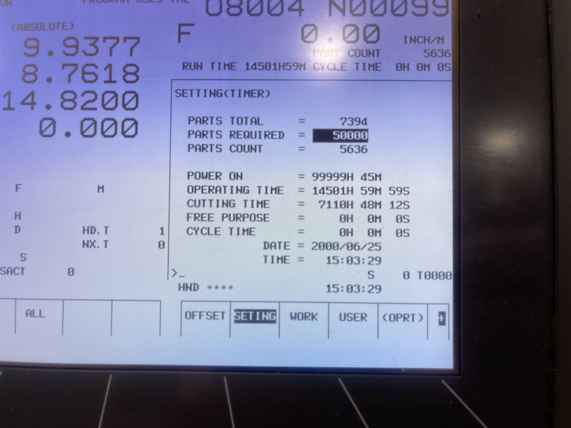 MATSUURA ES-450H Horizontal Machining Center, s/n 970912711, Fanuc 18i-M Control - Image 8 of 12