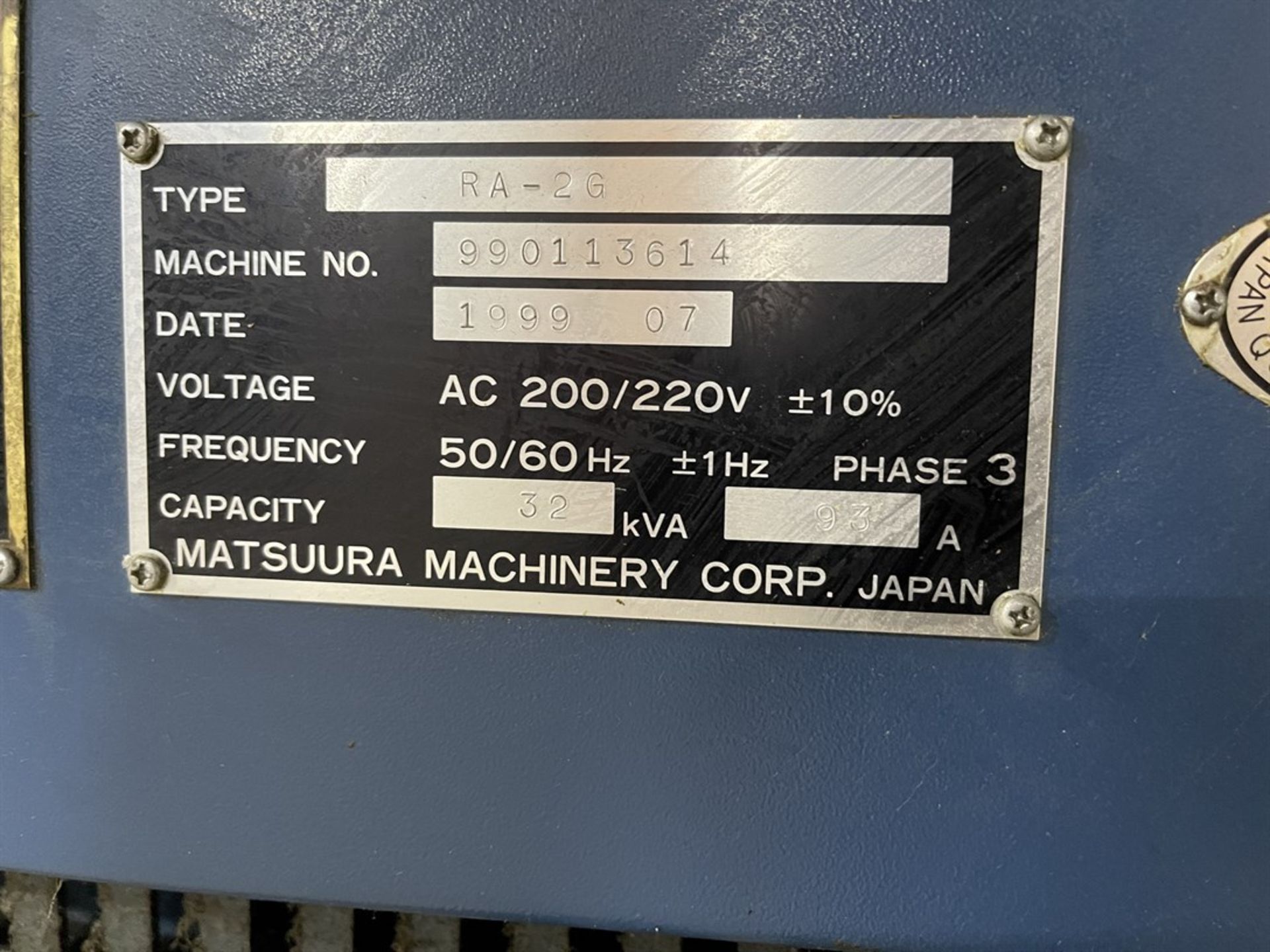 MATSUUURA RA-2G Vertical Machining Center, s/n 990113614, Yasnac Control - Image 11 of 12