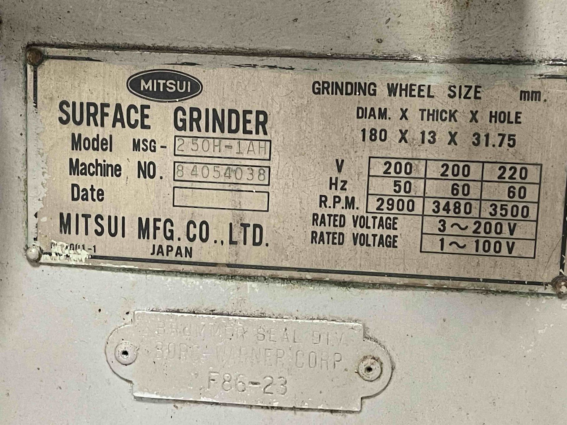 MITSUI MSG-250H-1Ah Surface Grinder, s/n 84054038 - Image 5 of 5