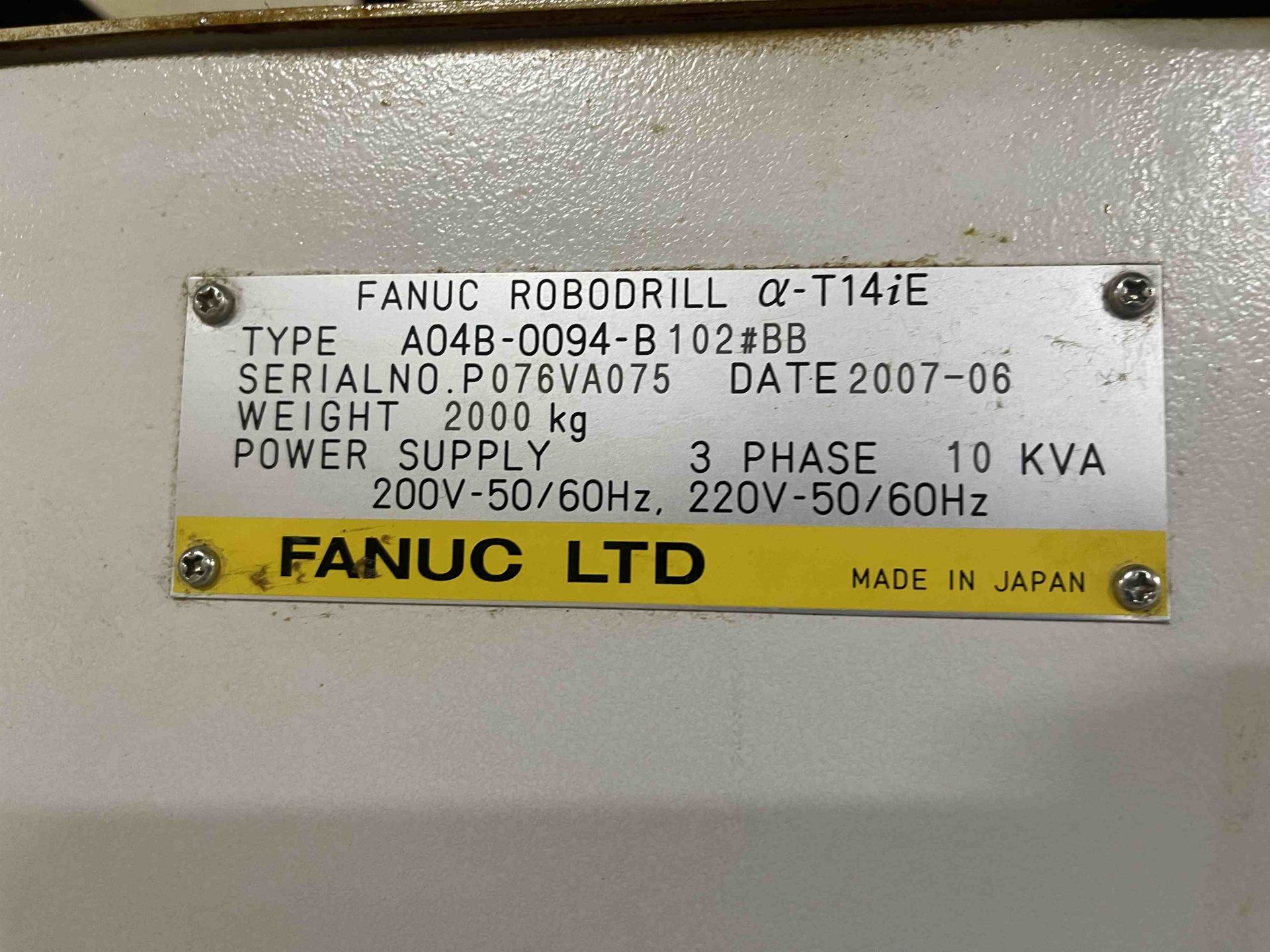 2007 FANUC A-T14iE Robodrill CNC Drill and Tap Centers, s/n P 76VA075, w/ Fanuc 31i-A5 Control, 19. - Image 8 of 8