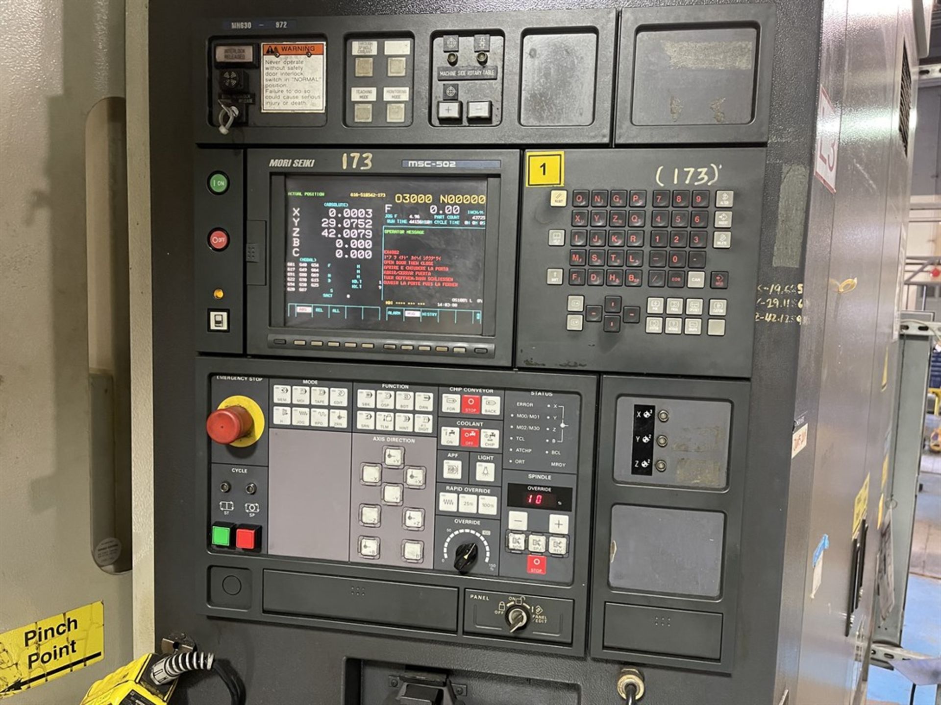 MORI SEIKI MH 630 Horizontal Machining Center, s/n 867, MSC-516 Control, (2) 24.8" x 24.8" - Image 9 of 11