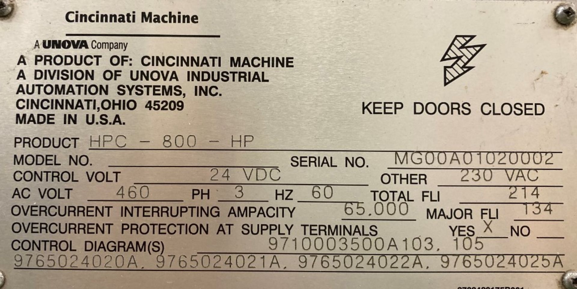 2006 CINCINNATI LAMB HPC-800-HP 4-Axis HMC, s/n MGA00A01020002 (Located in Mossville, IL) - Image 8 of 9