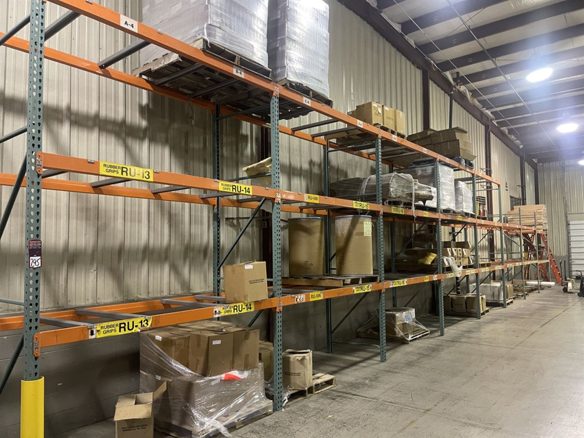 Lot of (8) Sections of Pallet Racking, (6) 12' Uprights, (3) 10' Uprights, 8' Crossbeams, 42" Deep