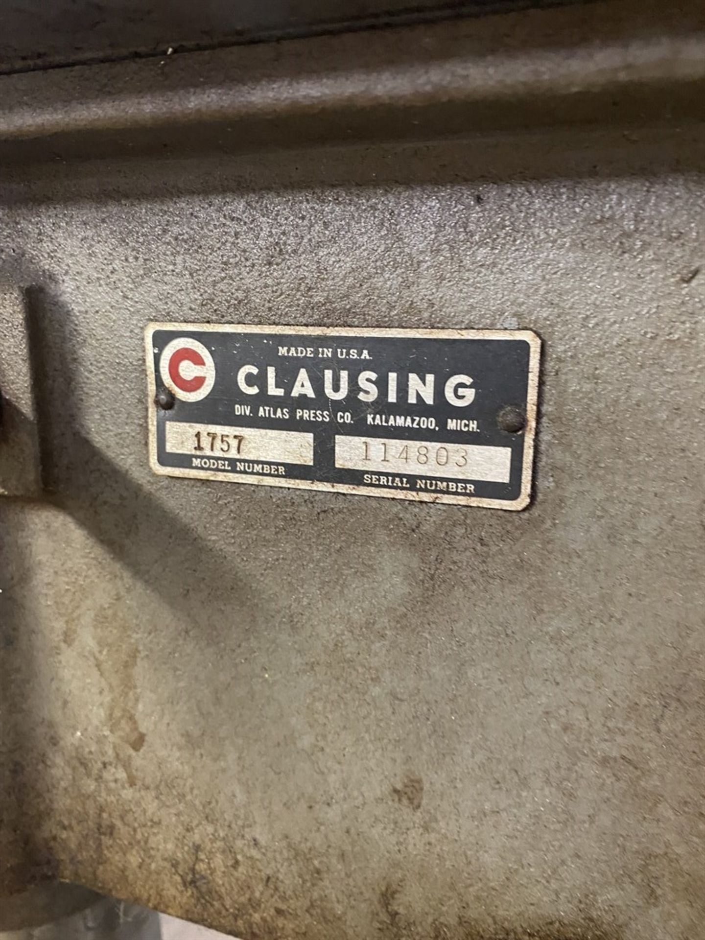 CLAUSING 1757 Drill Press, s/n 114803, 12” x 18” Table, 7.5” Throat, 260-5400 RPM - Image 3 of 3