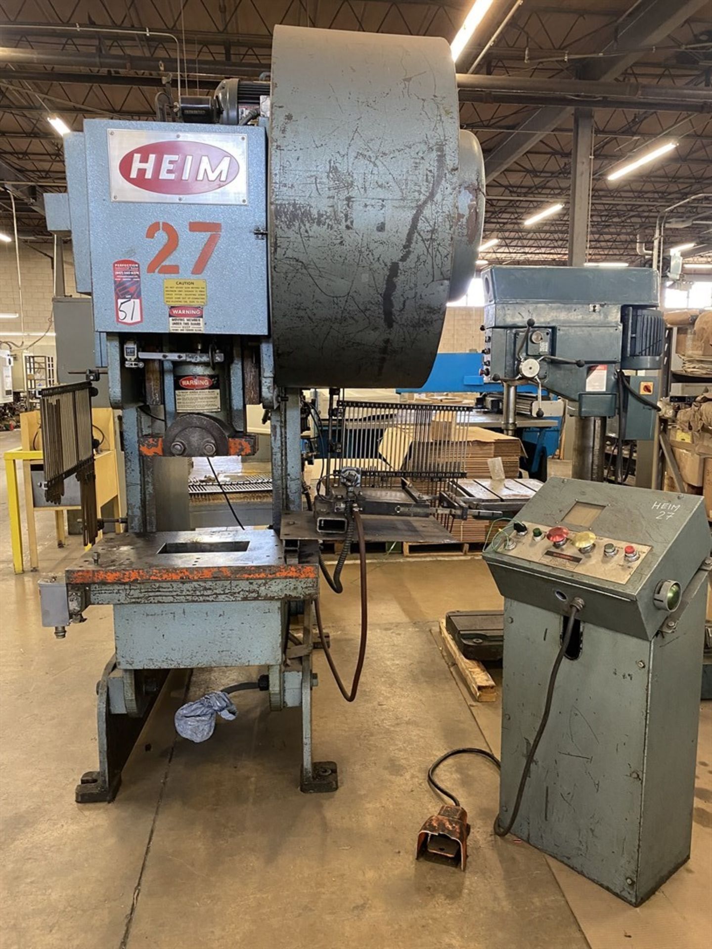 HEIM 7A OBI Press, s/n H3602, 70 Ton Capacity, 3” Stroke, 110 SPM, 20” x 32” Table, 6” x 12” Hole in - Image 6 of 6