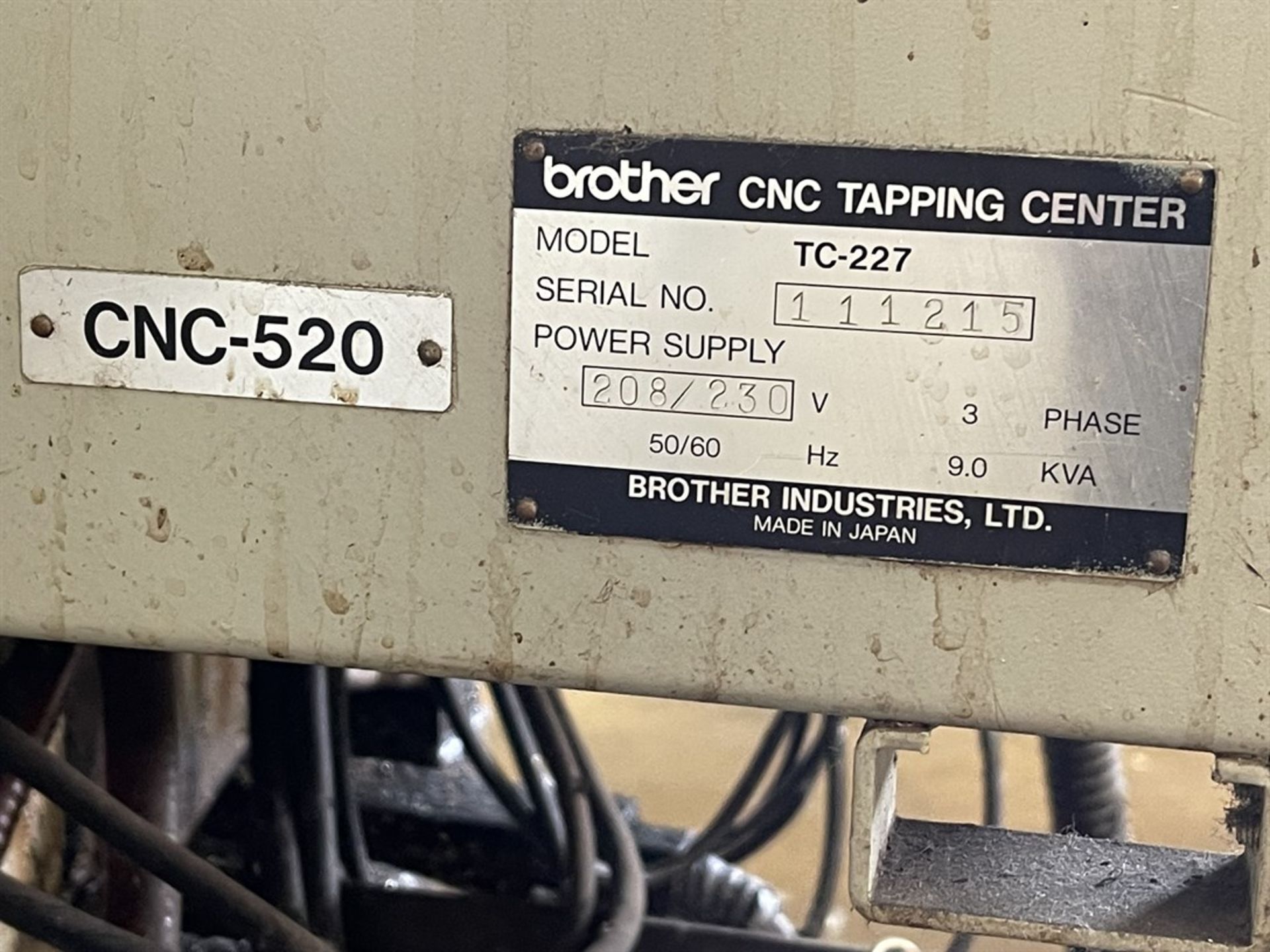 BROTHER TC-227 CNC Drilling & Tapping Center, s/n 111215, CNC 520 Control, 16.5” X, 11.8” Y, 9.8” Z, - Image 7 of 7